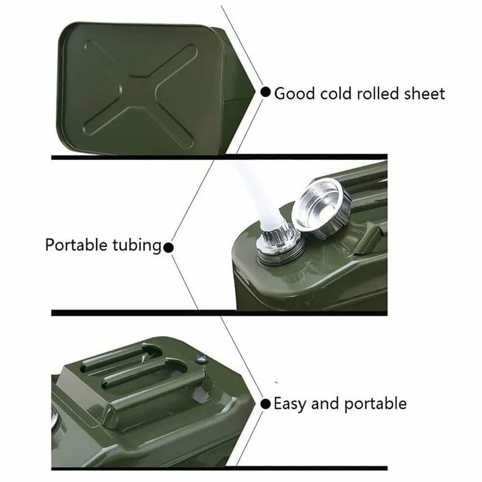 5 Galones De Gasolina De 20 litros, Depósito De Gasolina con Manguera para Motocicleta De Coche, Adecuado para Automóviles Y Motocicletas,ironcover-15L