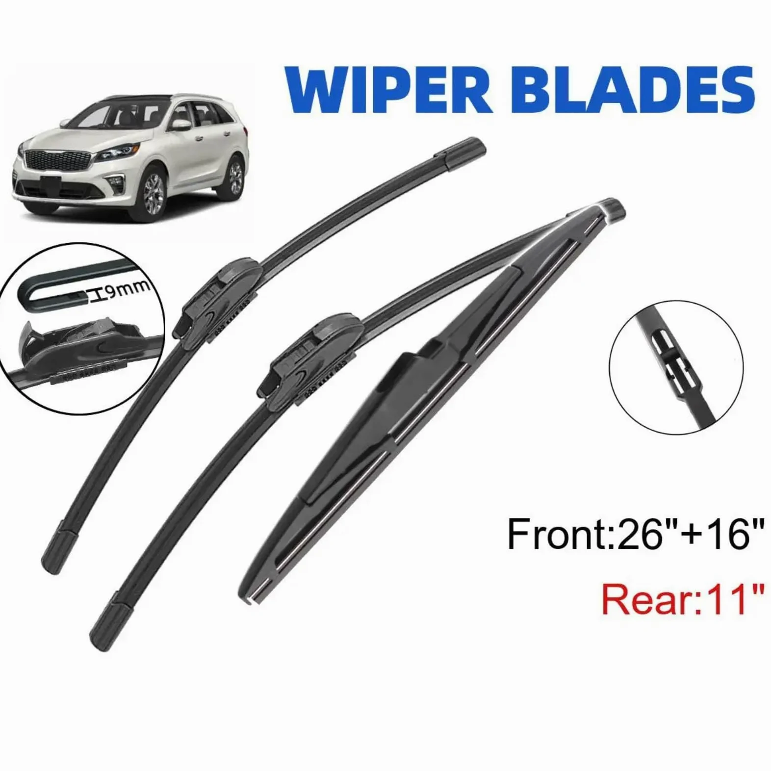 Escobilla coche Escobillas Limpiaparabrisas Compatible Con Kia Para Sorento MK3 2015 2016 2017 2018 2019 2020 Ventana Parabrisas Automotriz(4Front)