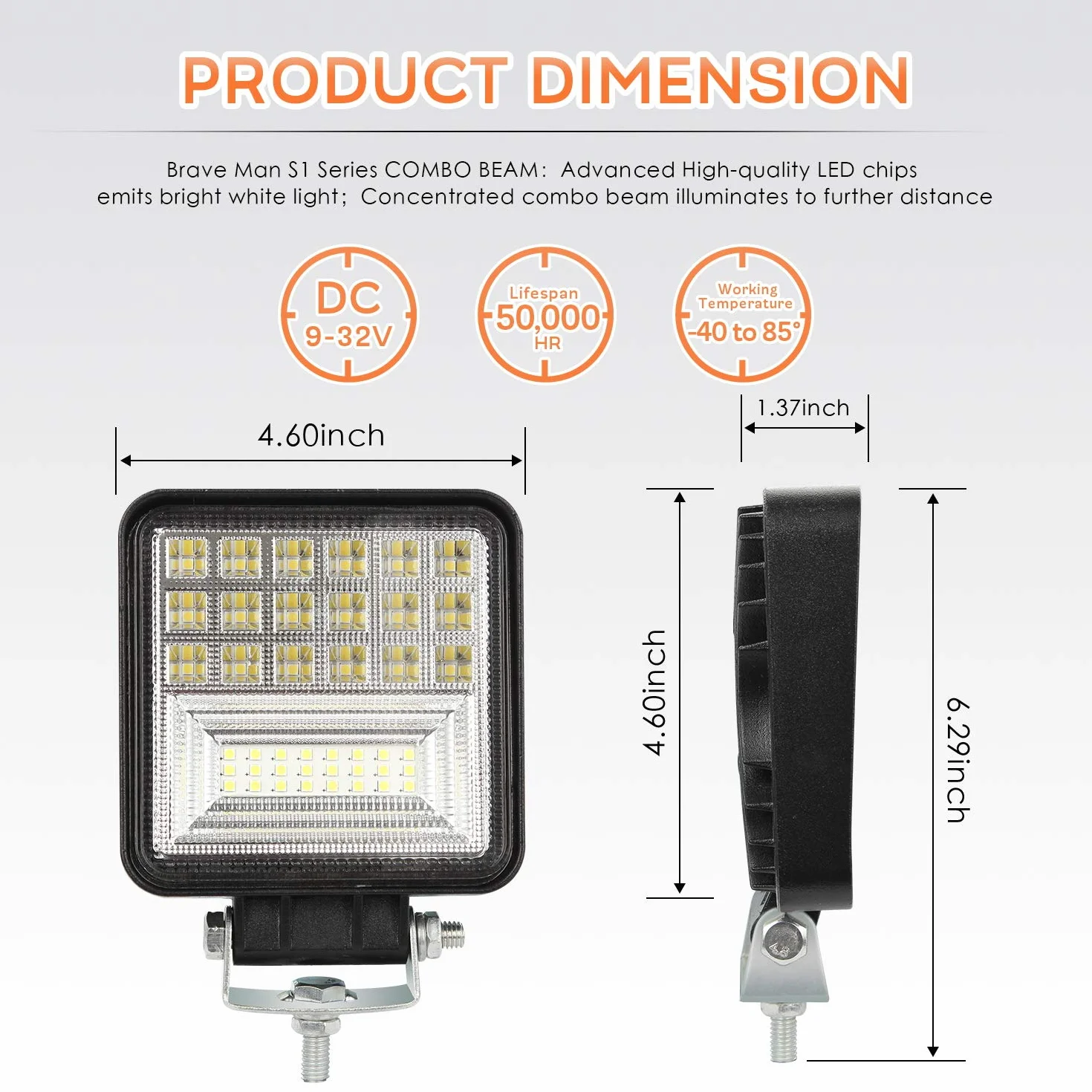 2 X 126W Faro Trabajo LED, 12V 24V Square Faros Led Tractor 12600LM, LED Focos de Coche, IP68 Impermeable Luces de Trabajo Luz de Niebla para Coche SUV, UTV, Off-Road, ATV, Camión