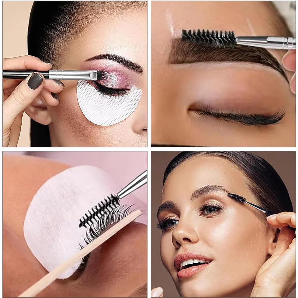 Duo Eye Brow Brush 2 en 1 - 3 brochas en ángulo para cejas y cepillo de bobina, mini cepillo de pestañas