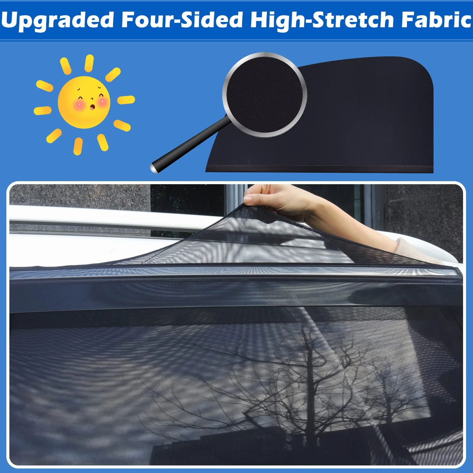 Trusiel Parasol de Coche Infantil Lateral para bebé con protección Solar UV 2 Unidades, Compatible con la mayoría de los vehículos (L)