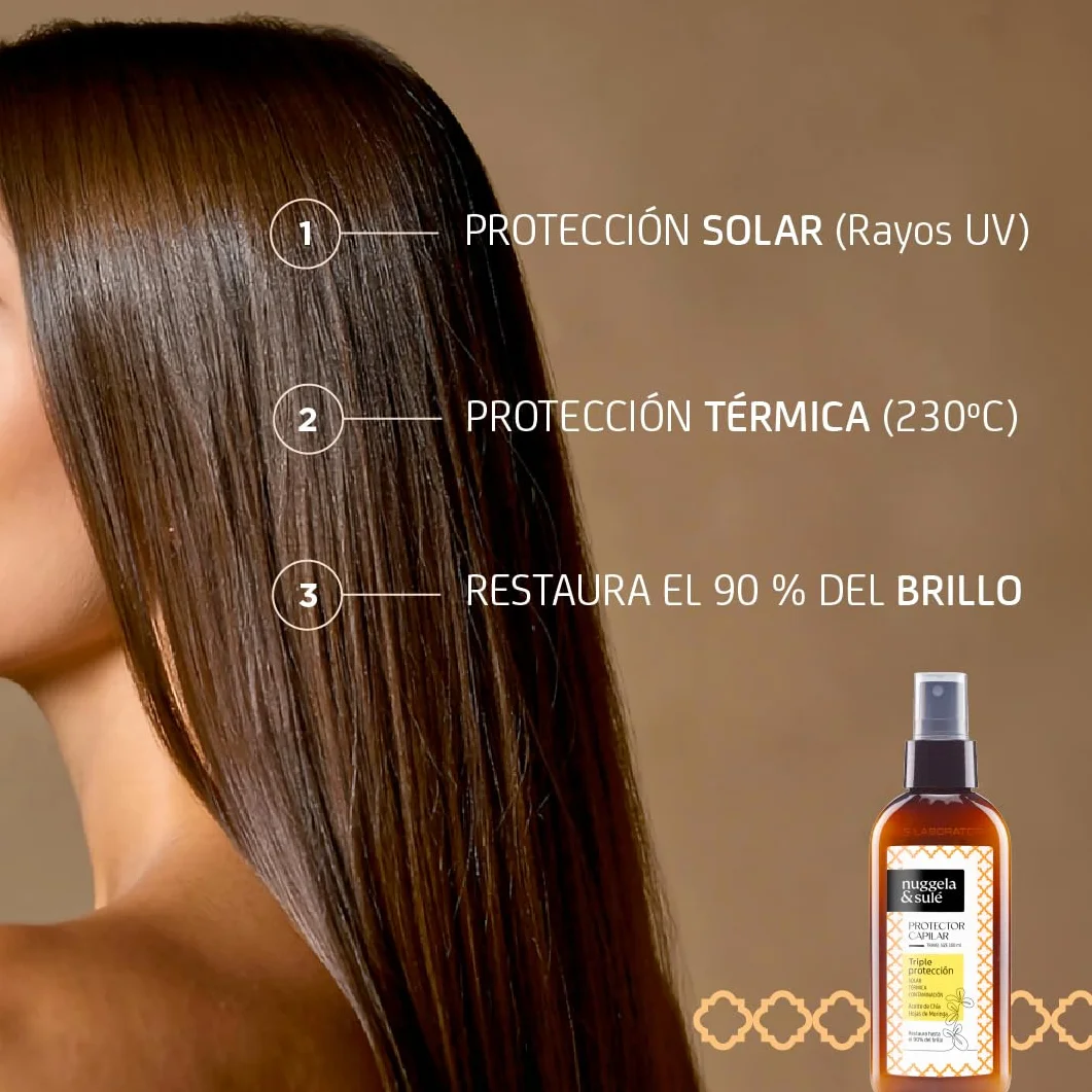 Nuggela & Sulé Protector Capilar Triple Protección Solar Térmica Contaminación Aceite de Chía Aceite de Ricino 100 ml