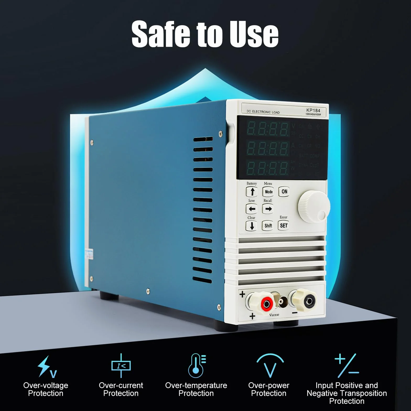 KP184 DC - Comprobador de capacidad de batería de carga electrónica de 150 V 0-400 W 0-40 A, comprobador de carga electrónico de un solo canal para cargador