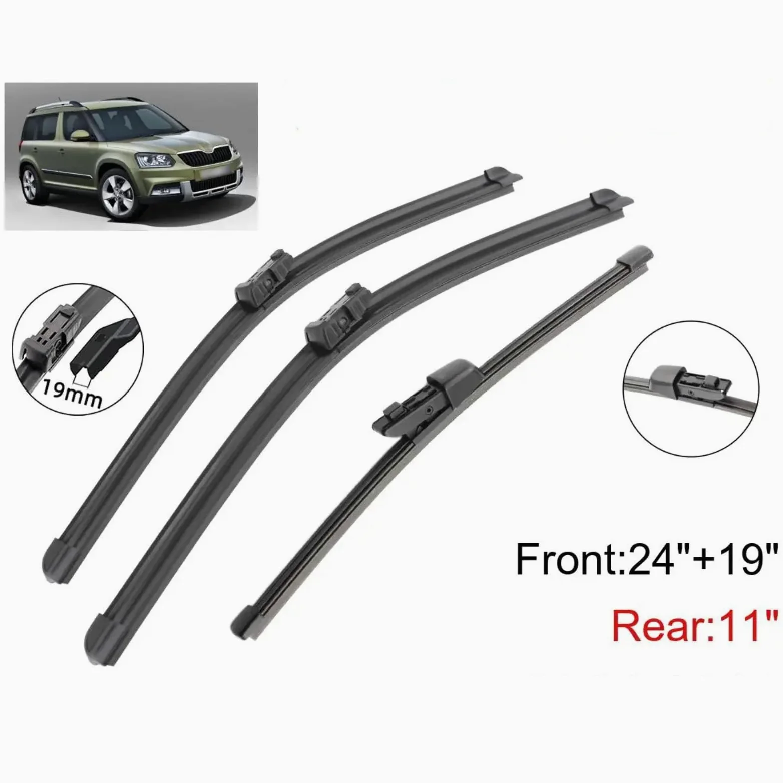Escobilla coche Escobillas De Limpiaparabrisas Compatible Con Skoda Para Yeti 2009-2019 Piezas De Repuesto Delanteras Y Traseras | 4Front