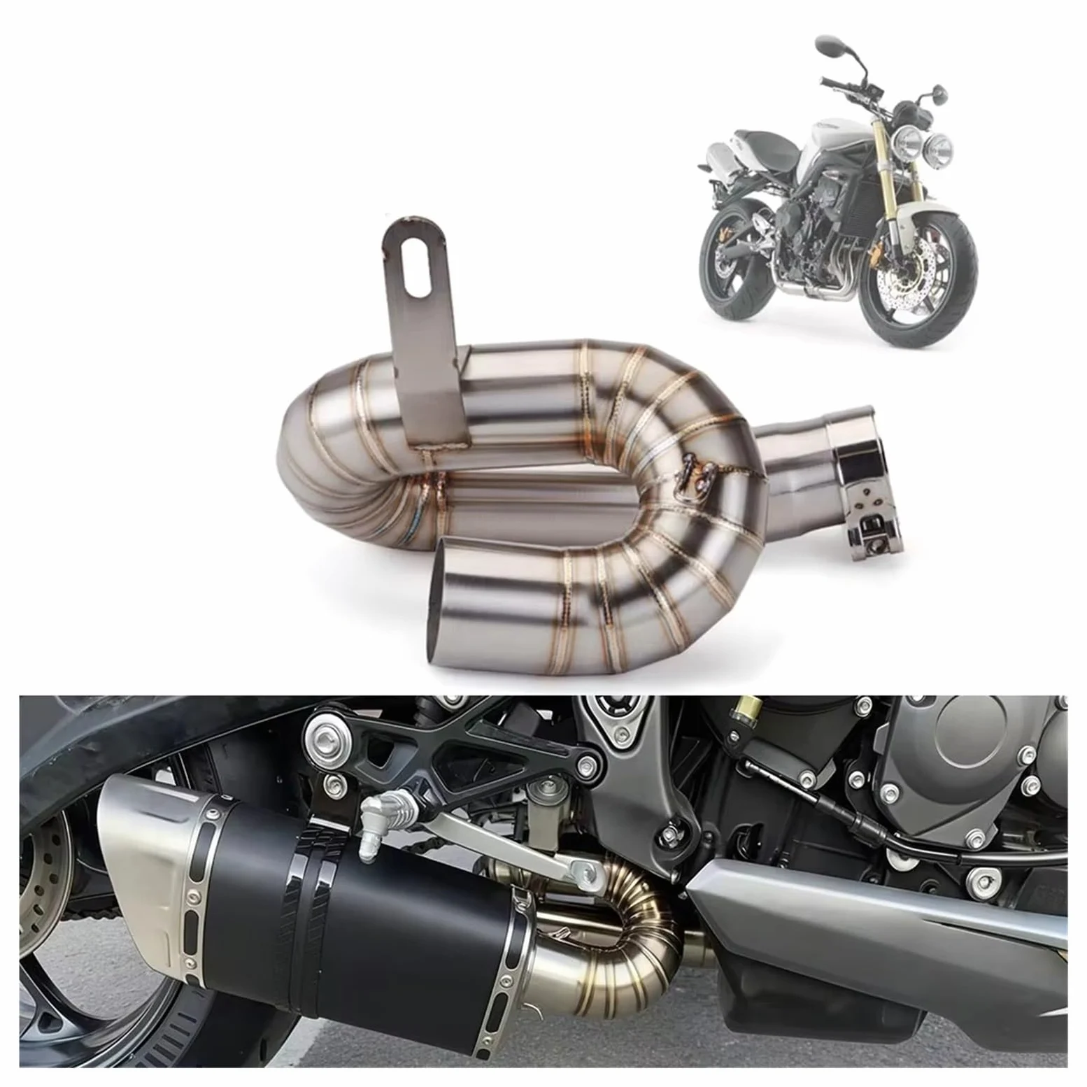 silencioso escape moto Para STREET Para TRIPLE 765R 765S 2017-2024 | Para 765RS Escape tubo de enlace medio silenciador de fibra carbono tubo Escape de motocicleta(Middle)
