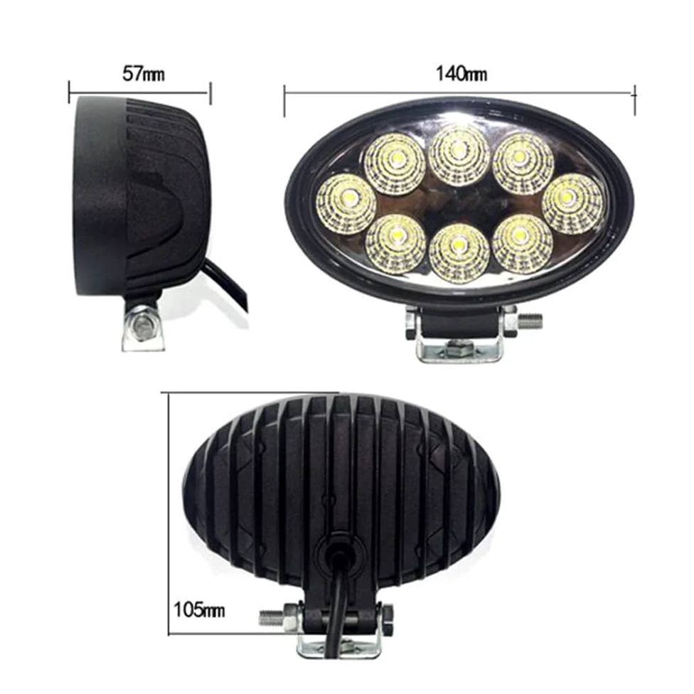 6 faros LED de 24 W para motocicleta, 12 V, LED, color blanco, ovalados, para excavadora de bicicleta