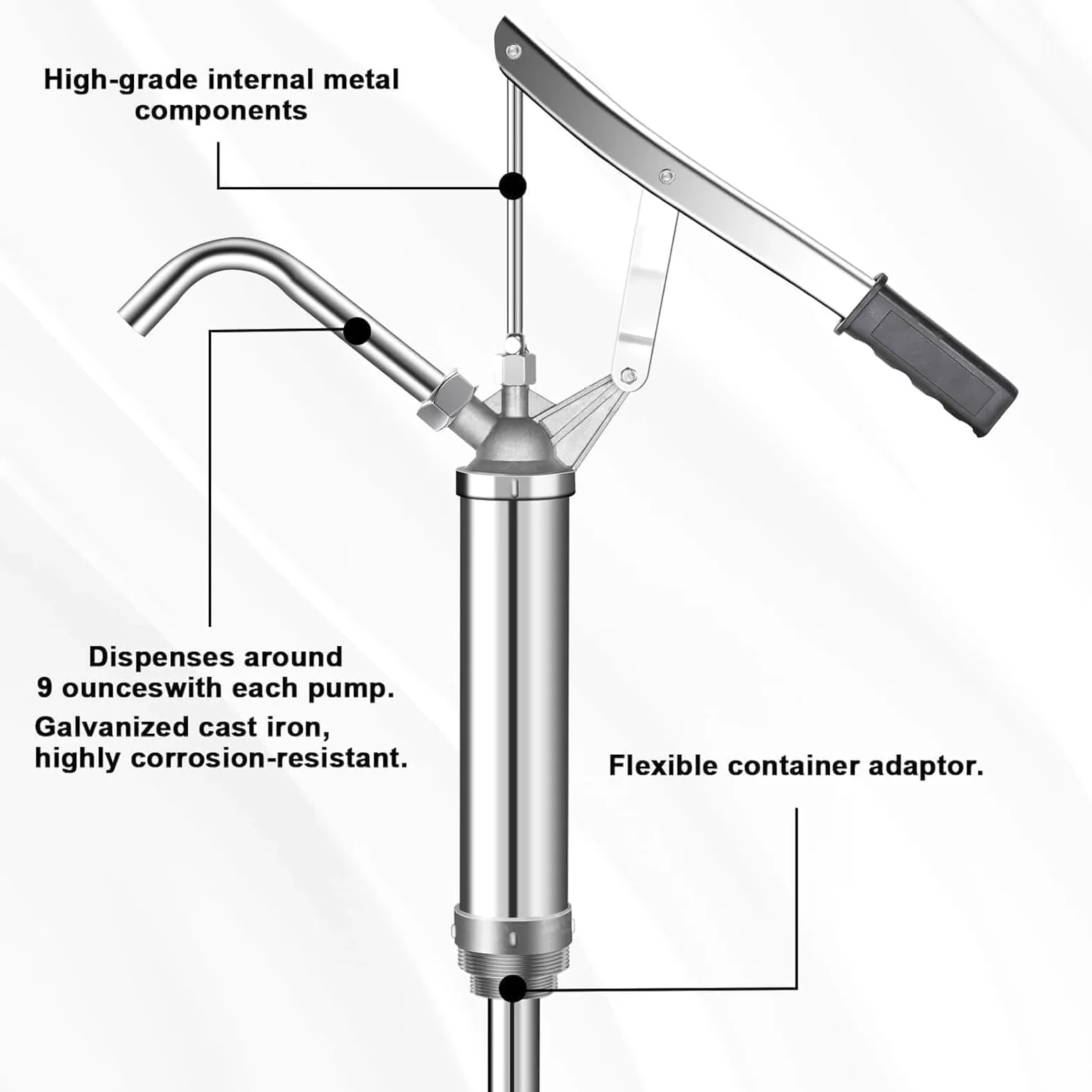 Bombas Manuales para Bidones De Aceite, Bomba De Transferencia De 5-55 Galones, Bomba De Palanca, Tubo De Succión Telescópico De 450-900 Mm, Transferencia Rápida De 28 L/min
