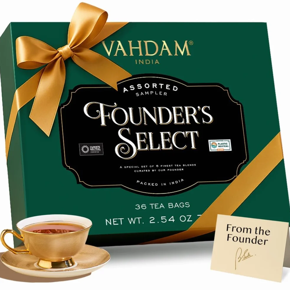 VAHDAM Founder's Selection Caja De Regalo De Té 6 Sabores 36 Bolsas Surtido De Té