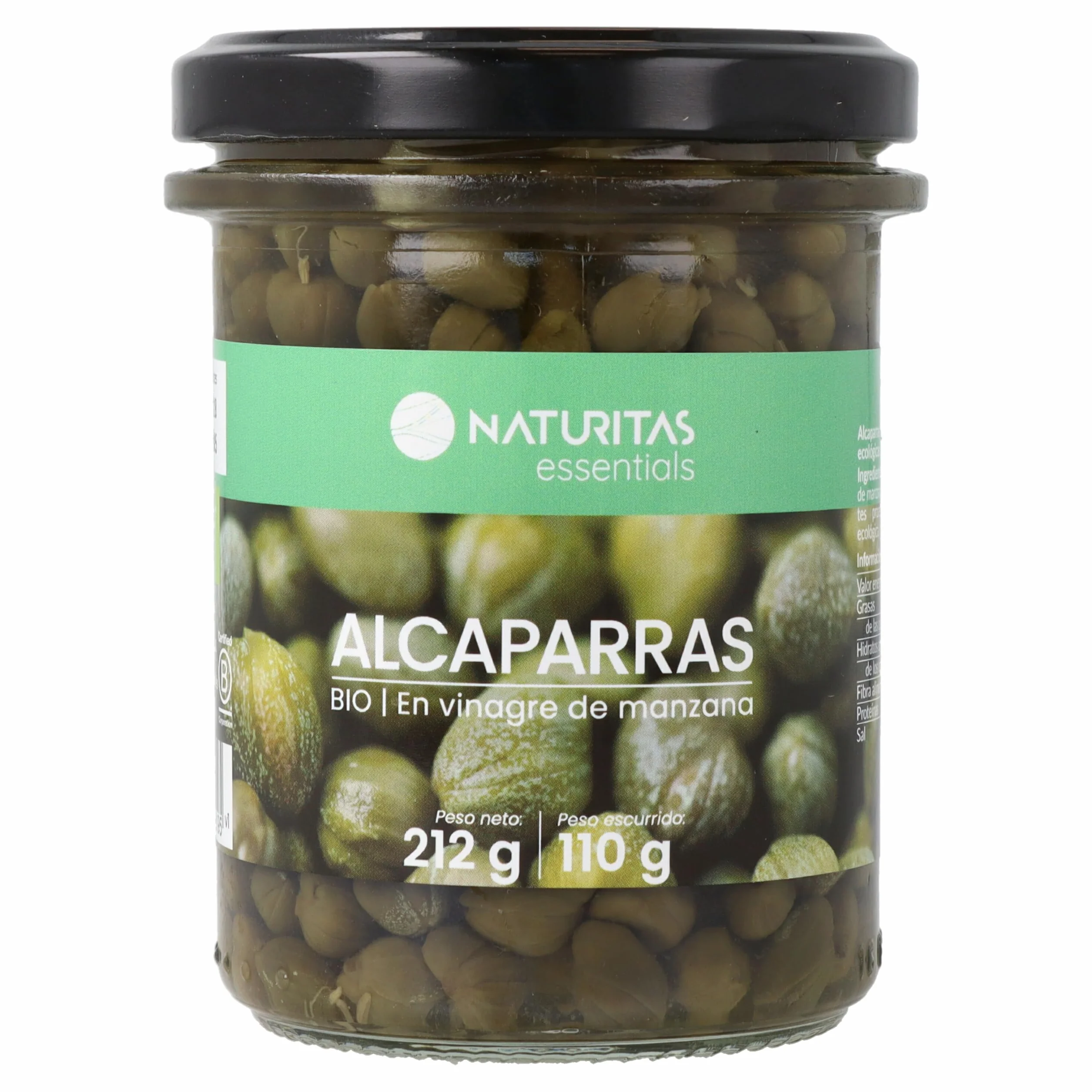 Naturitas Essentials Alcaparras ecológicas con vinagre de manzana BIO 212 g