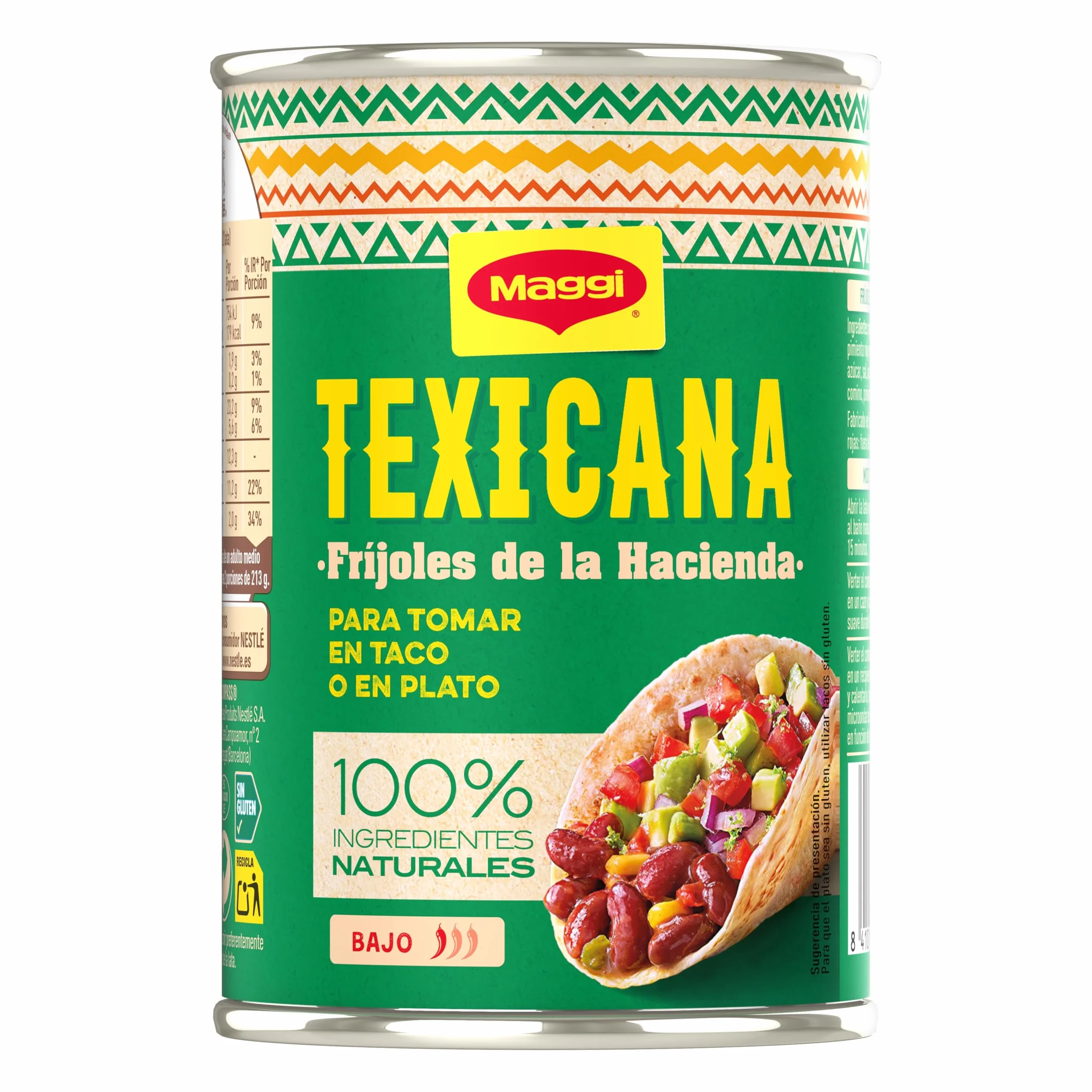 MAGGI Texicana Frijoles Hacienda plato preparado sin gluten 425g 15 unidades