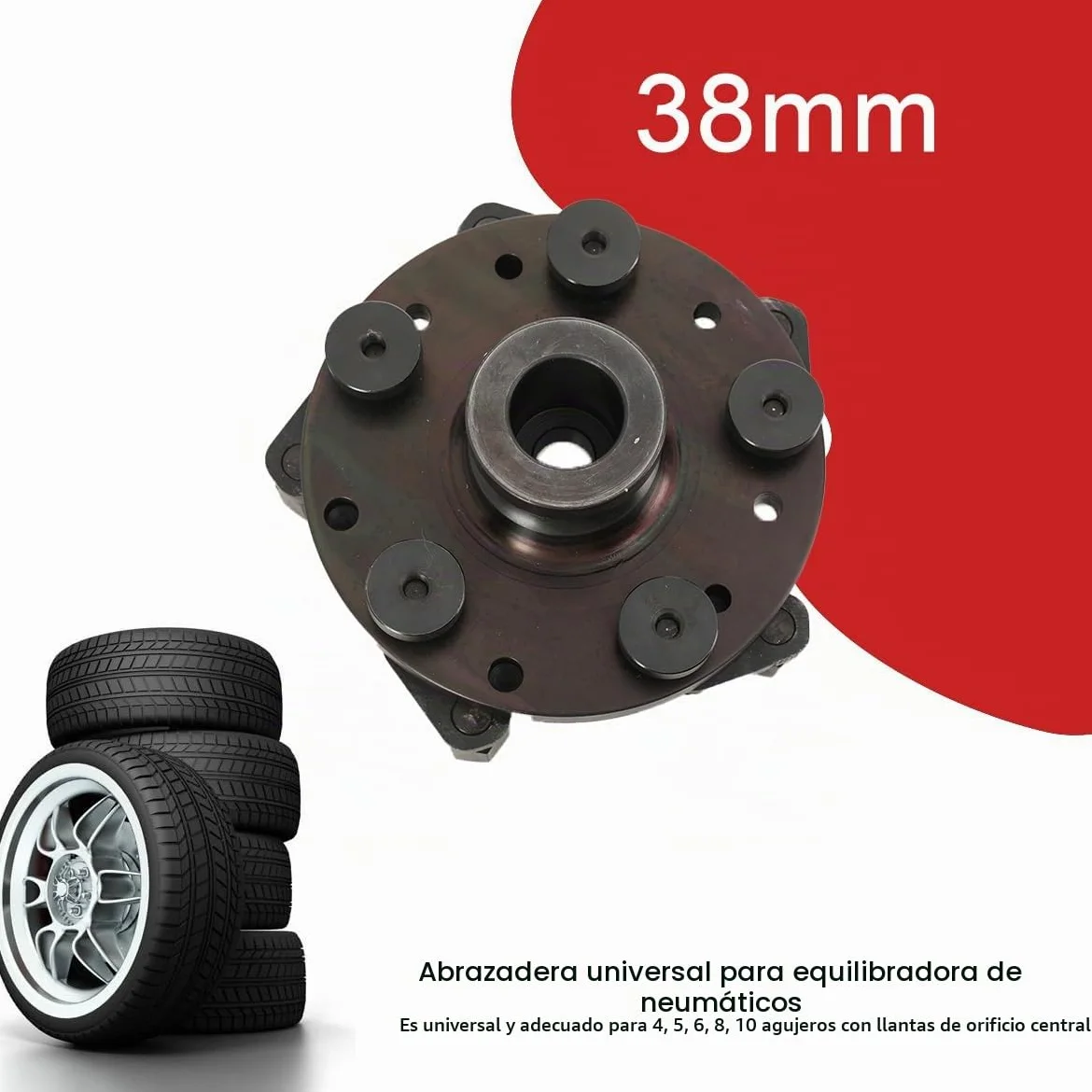 Adaptador de Brida tensora para Llantas de Coche, Rueda de 5 Lug balanceador, Adaptador Universal de Brida, Abrazadera para máquina de Equilibrio de neumáticos, 38 mm