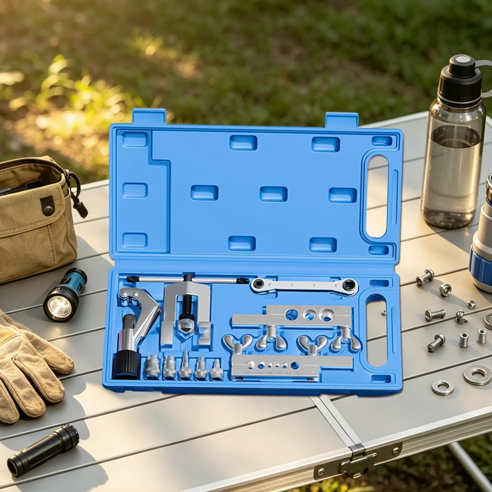 Genérico Kit Abocardador Frenos Set Reparación y Mantenimiento Líneas Coche | Kit De Abocardado Doble Camión Sedán Automotriz Hogar Industria Garaje Y Taller Exterior