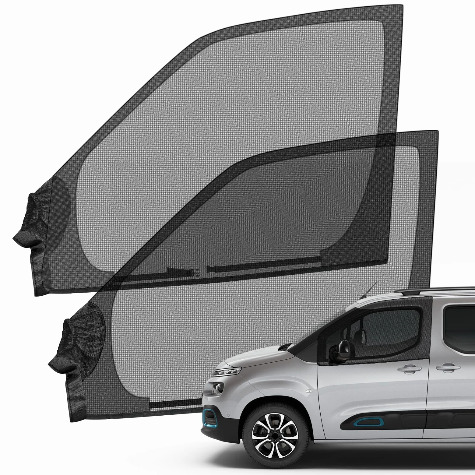 Mosquitera para Ventanas Laterales de Coche para Citroen Berlingo Peugeot Partner 1996-2026, Parasol Elástico para Ventanas Laterales de Automóviles con Protección UV y Privacidad