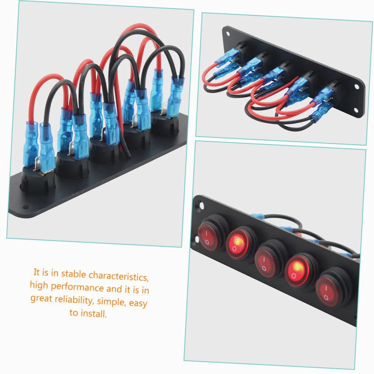 ULTECHNOVO 3piezas Panel De Interruptores Rocker Marinos De Gangs Precableado Led Para Autos y Motos