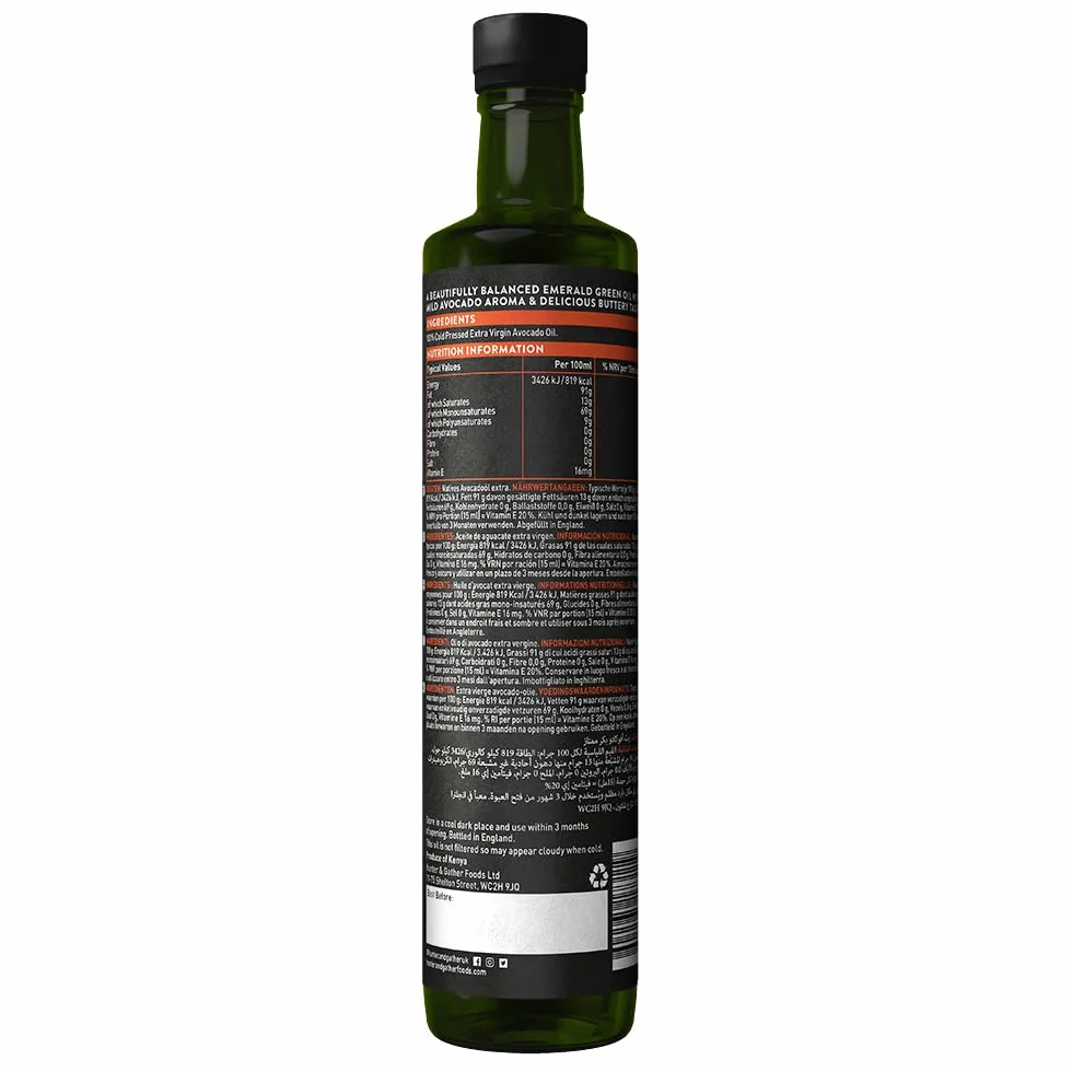 Hunter & Gather Aceite de Aguacate Extra Virgen Prensado en Frio Sin Refinar 500 ml