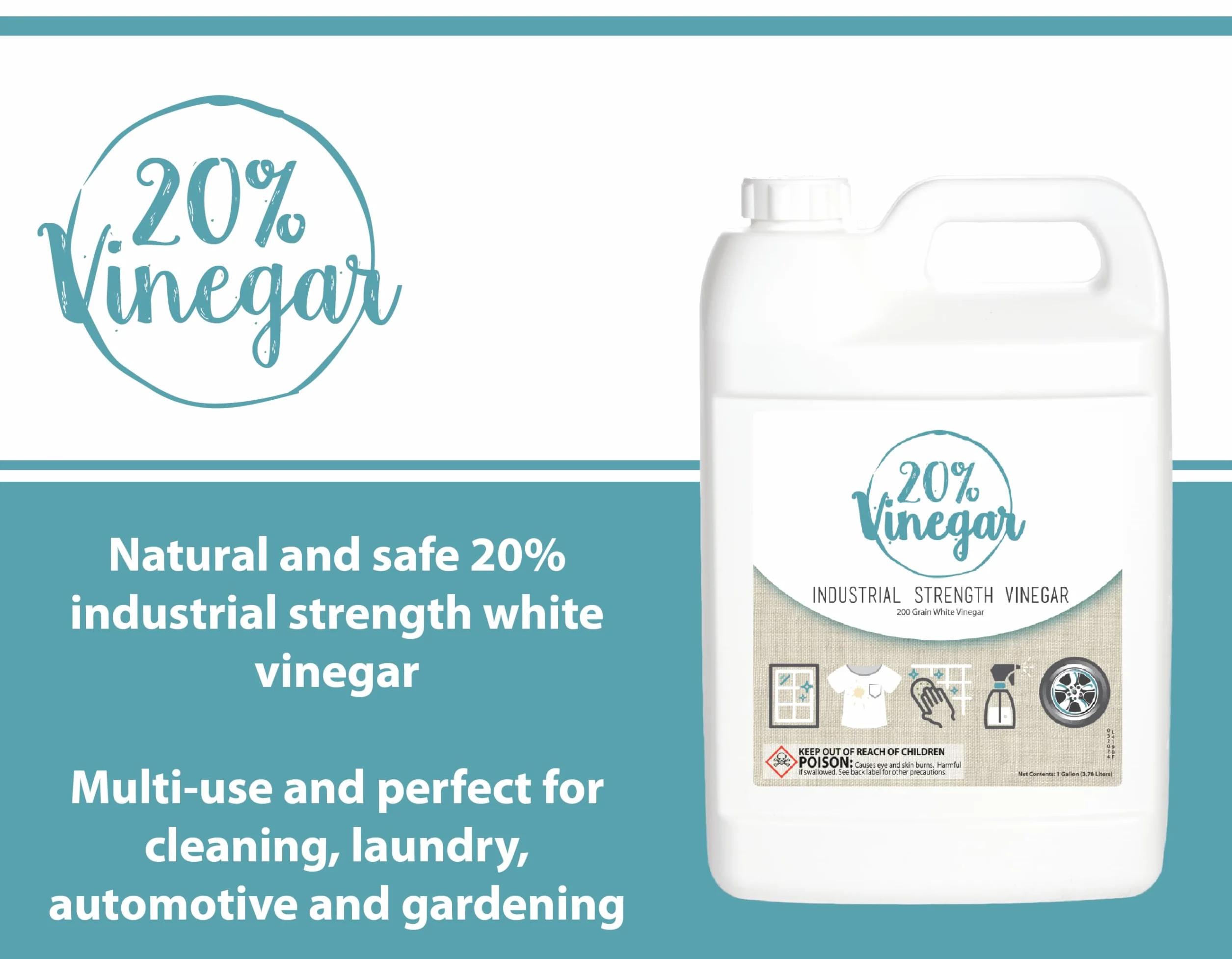 Bluewater Chemgroup 20% Vinagre Blanco Concentrado 200 Grain 1 Galón