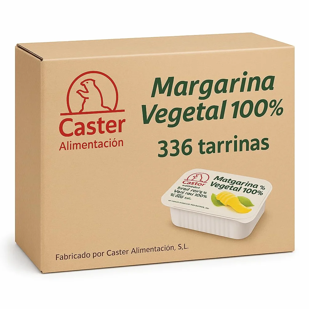 Margarina Vegetal 100% en Tarrinas Monodosis Caja 336 x 10g Caster Alimentación Apta para Veganos