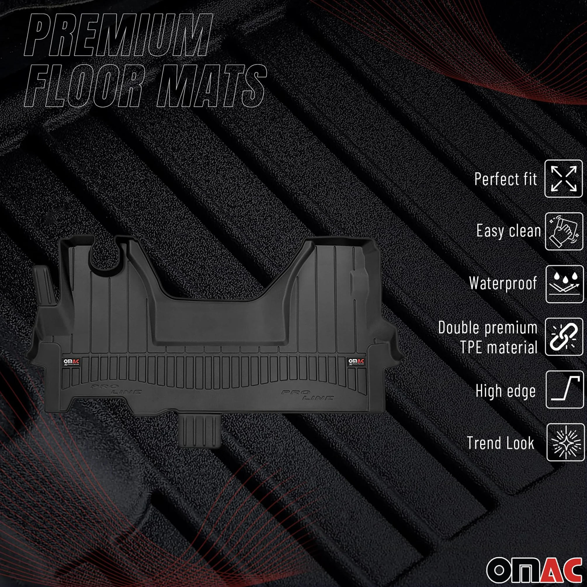 OMAC Alfombrillas de Goma Compatibles con Iveco Daily 2014-2025 Premium TPE Alfombrillas de Coche Negro 1x