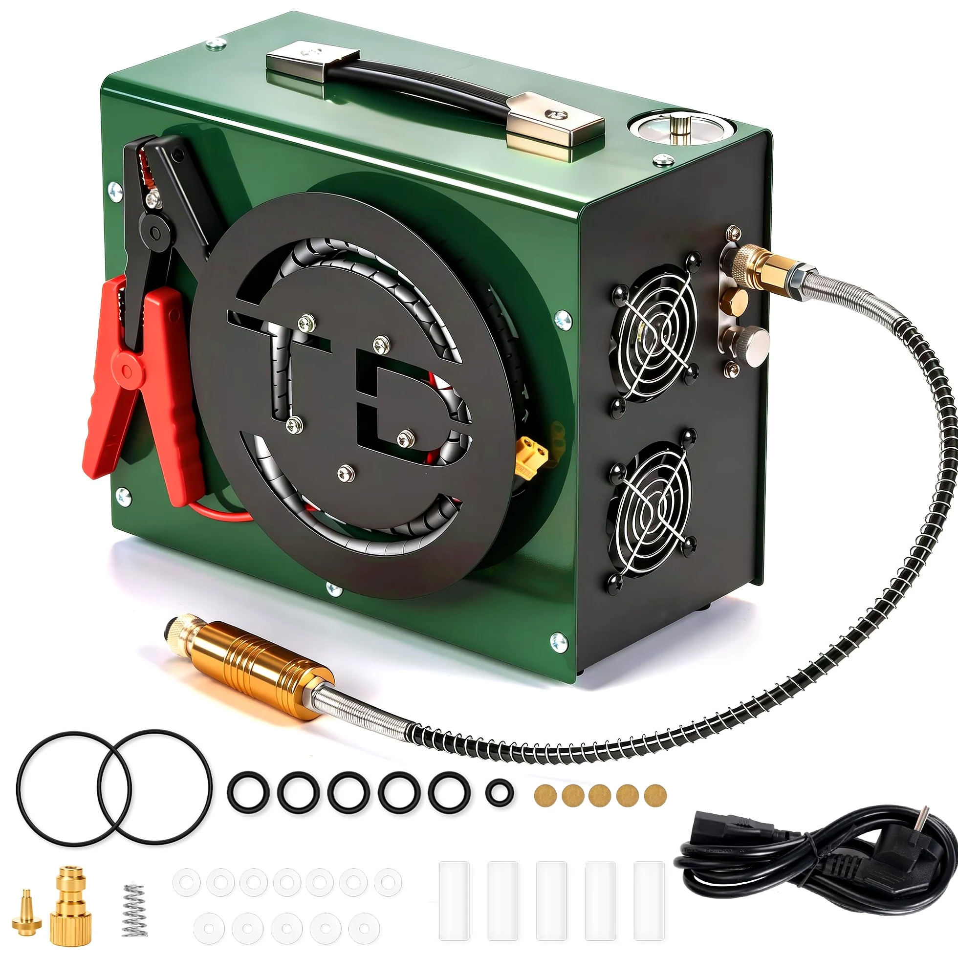 Compresor de aire PCP TUDIVING | 12 V CC/110 V CA | Parada automática | Libre de agua y aceite | 4500 PSI/300 Bar | Estación de llenado de bomba HPA para compresor de buceo, PCPy pistolas de paintball