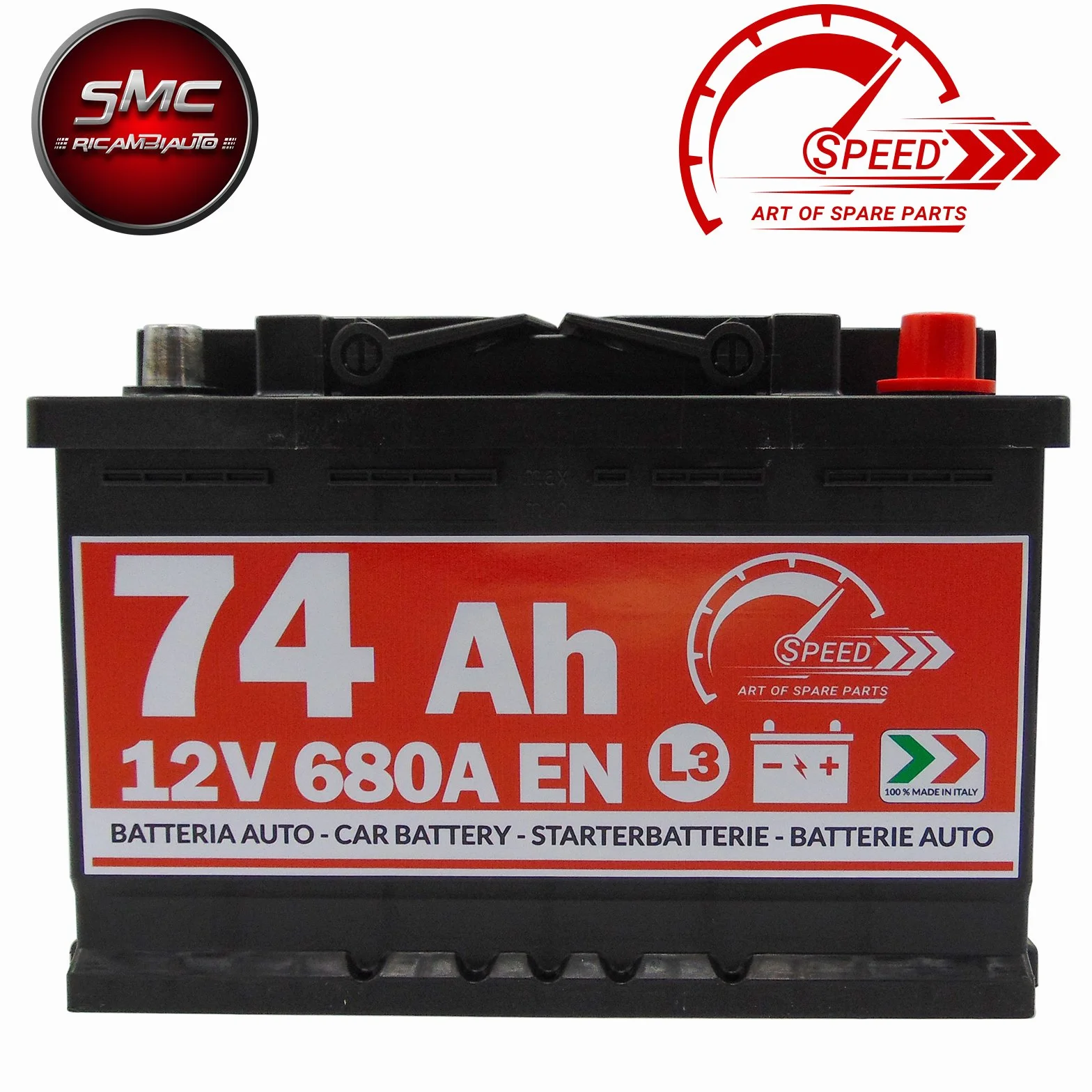 Batería Coche Speed by SMC 12 V 74 Ah 680 A con Polo Positivo a derecha L374 Código | L374 Código