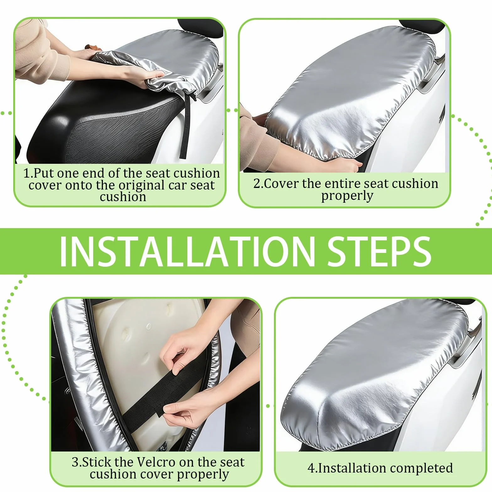 Funda Asiento Moto Antideslizante y Resistente a Arañazos, Protección Universal, Asiento Moto Protege de La Lluvia y el Sol, Funda Scooter para Todo Tipo de Motos y Scooters (Plateado)