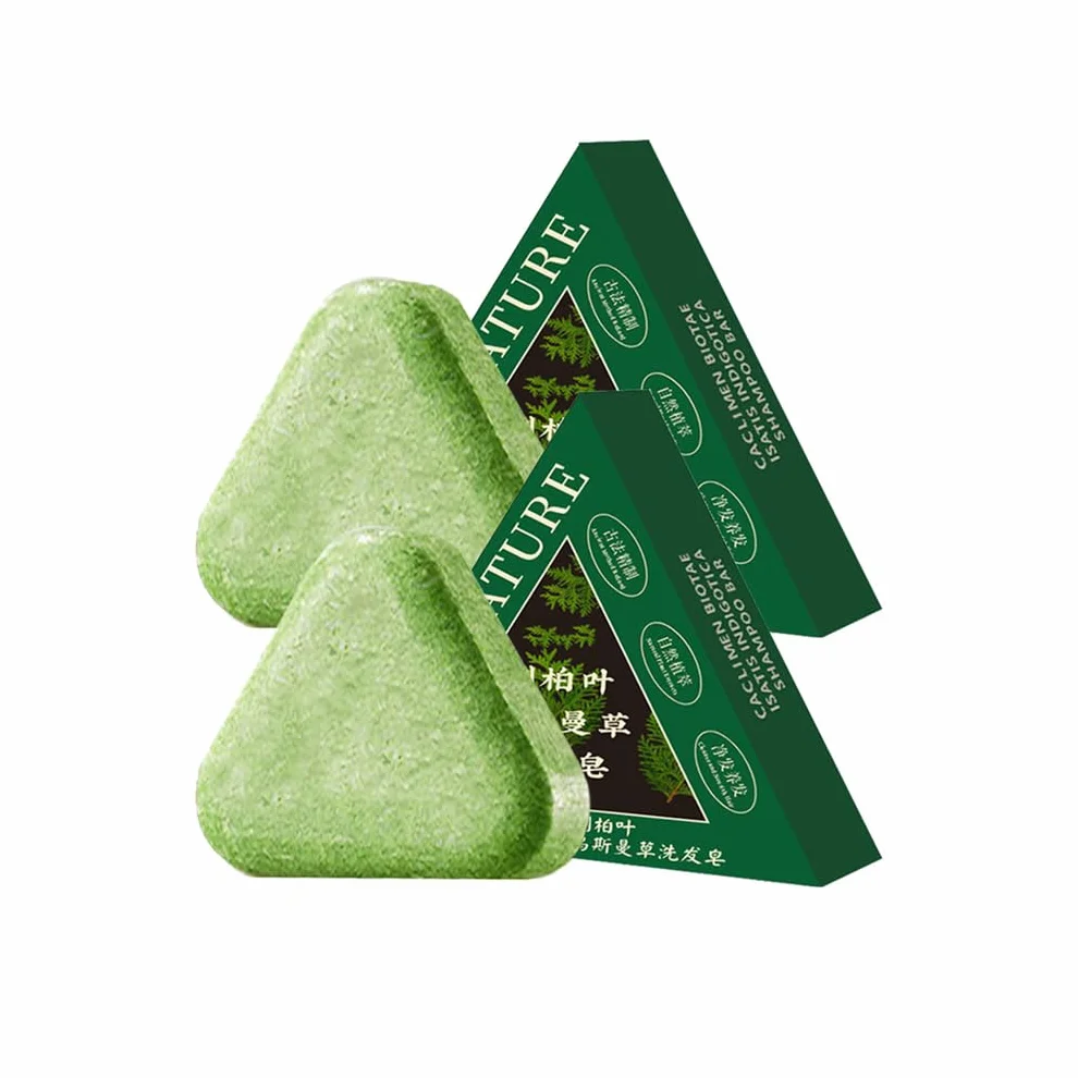 Jabón Sólido Nature Triangle Usman Grass Controla Grasa Calma Fortalece Cabello 2PCS