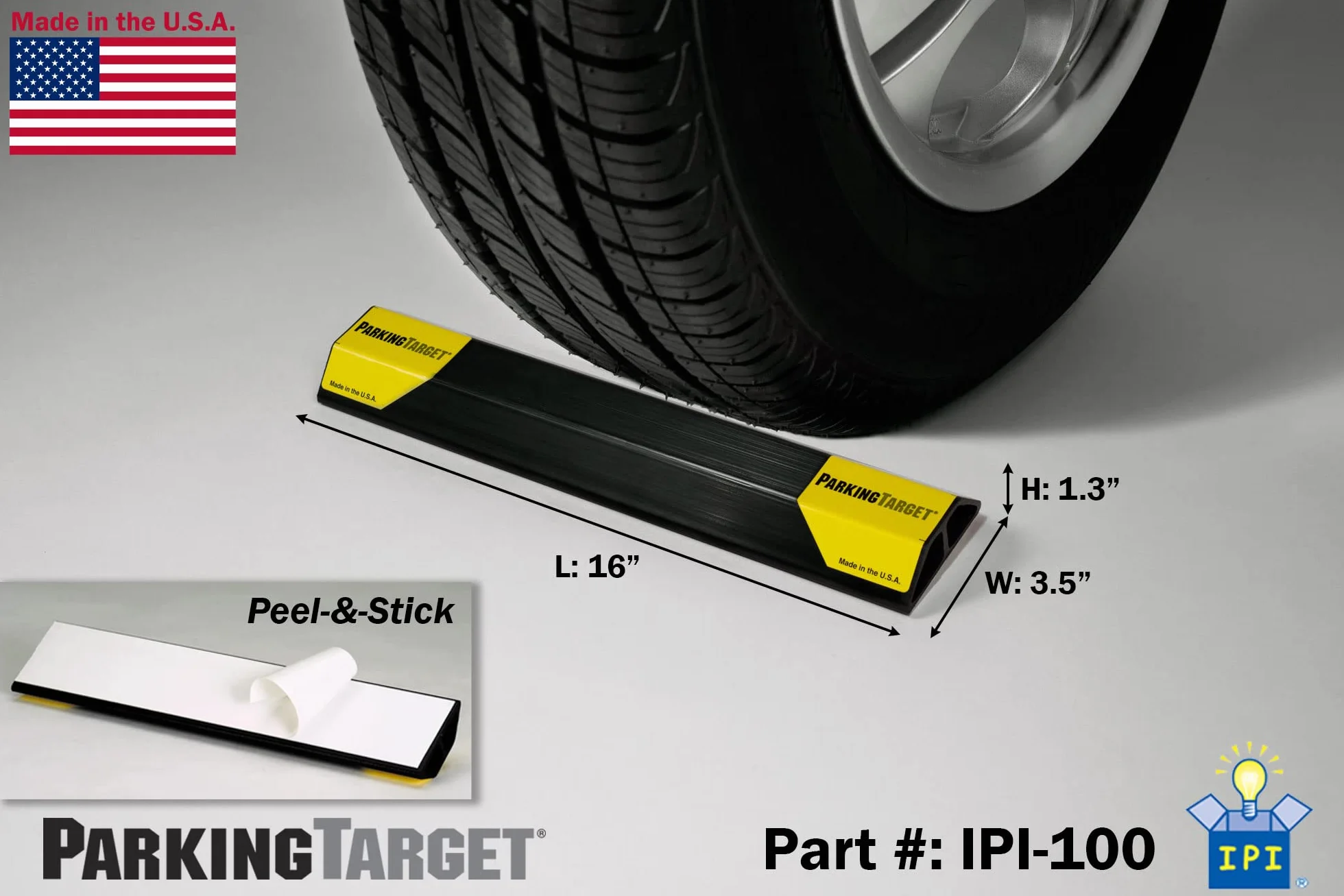PARKINGTARGET IPI-100 - Paquete de 1 ayuda de estacionamiento para proteger las paredes del coche y el garaje, fácil de instalar, despegar y pegar, solo se necesita 1 por vehículo, calcomanías para