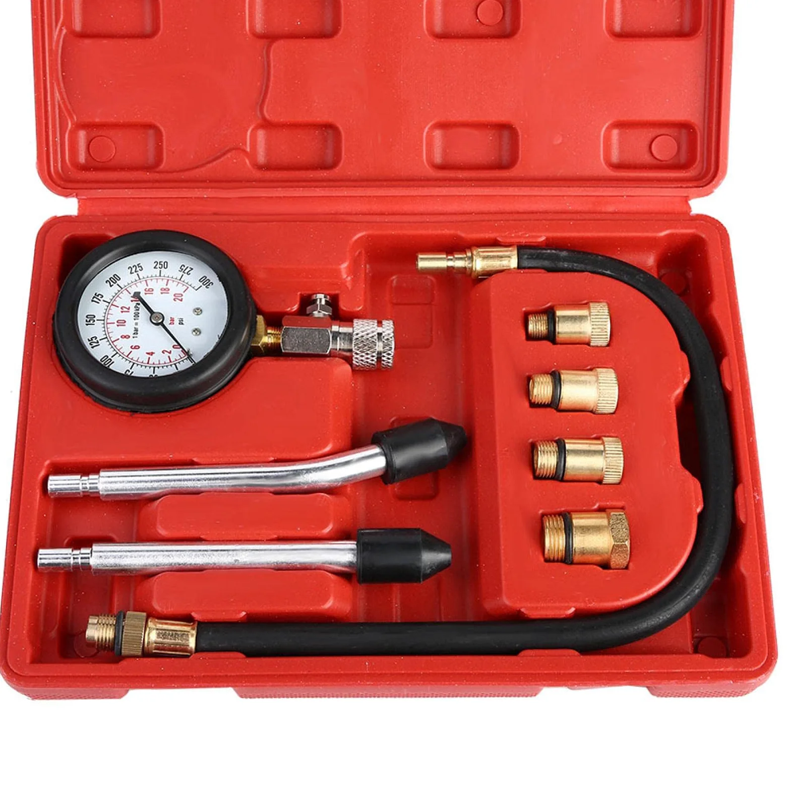 Kit de comprobador de compresión de motor, kit de prueba de presión de combustible, kit de medidor de comprobador de compresión de motor de gasolina, kit de prueba automotriz de cilindros de motor d