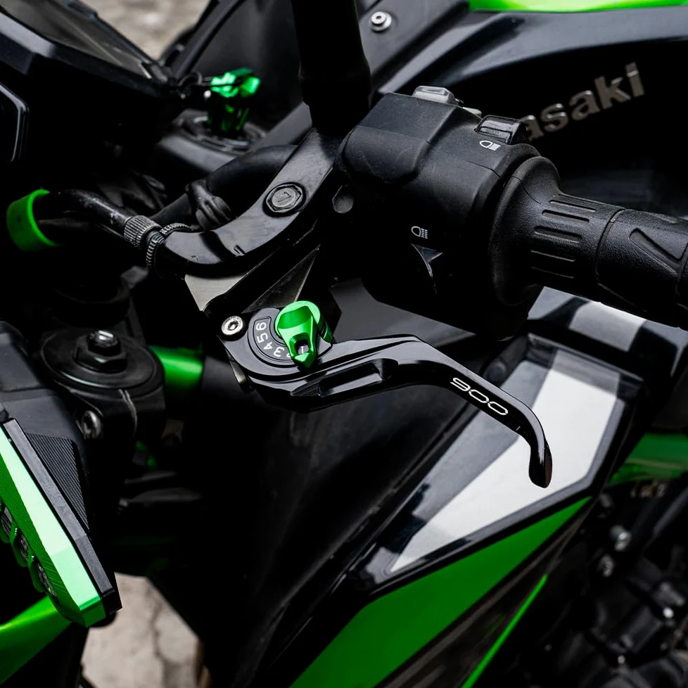 Palanca de pinza de freno CNC de motocicleta Compatible con Z900 Z 900 2017 2018 2019 2020 2021 2022 2023 2024 Palanca de freno de embrague Palanca de agarres ajustables (Verde)