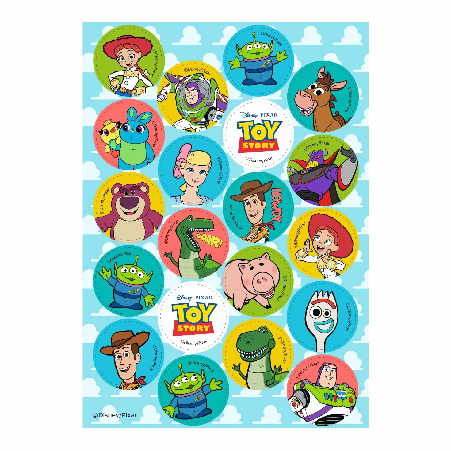 Mini Discos de Oblea Comestibles Toy Story Pack 20 Unidades 3,4 CM Decoración para Cumpleaños Infantiles
