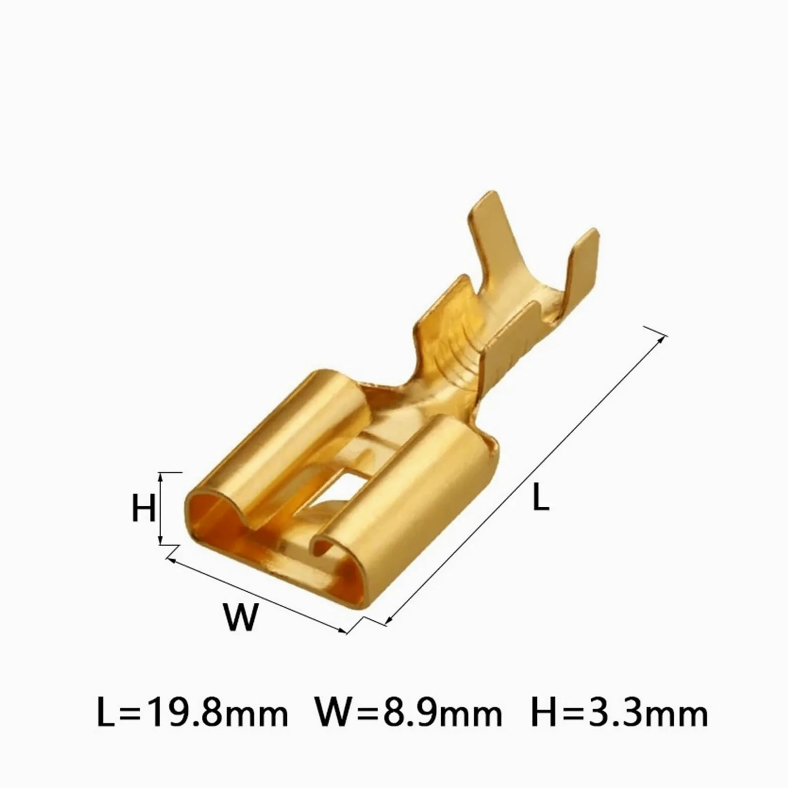 Terminal de engarzado Dorado de latón, Conector de prensado en frío, DJ625-7.8X0.8C, DJ623-E7..8, 7,8mm, for Coche(Female A,500 Pcs)