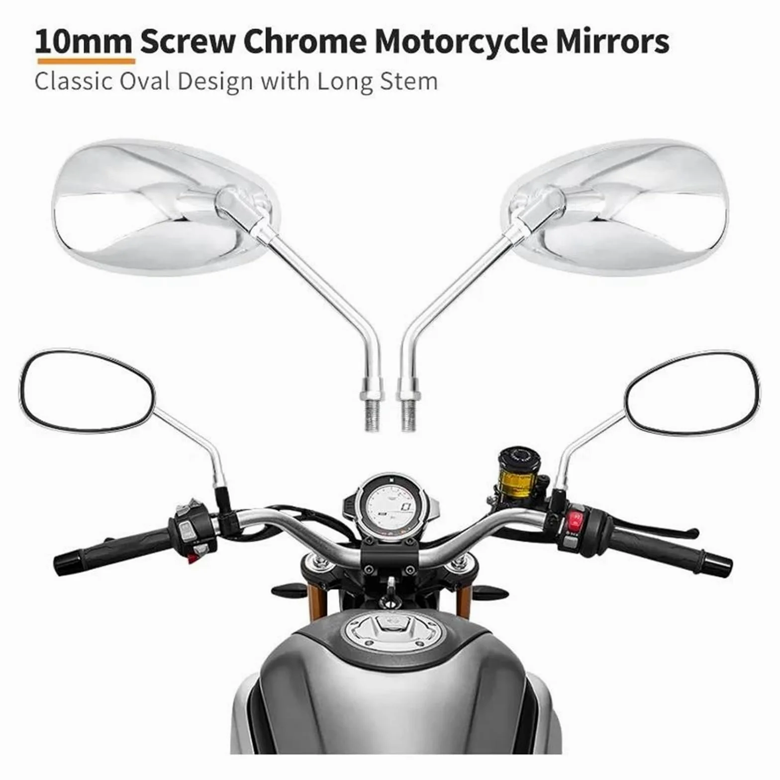 espejos laterales moto Espejos Retrovisores Universales 10mm Motocicleta Motocross Scooter Bicicleta Eléctrica Carreras Espejo Lateral Accesorios