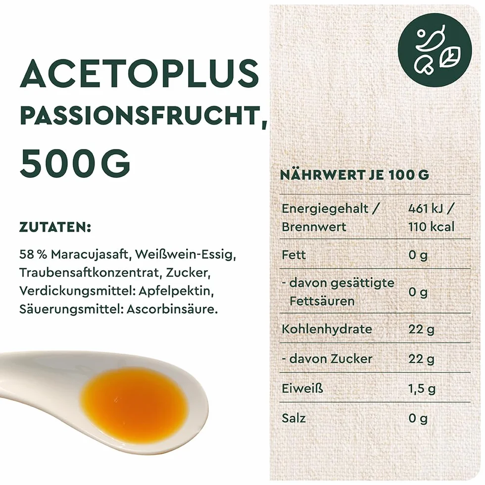 Wiberg Aceto Plus Passion fruta de vinagre, 1 x 500 ml