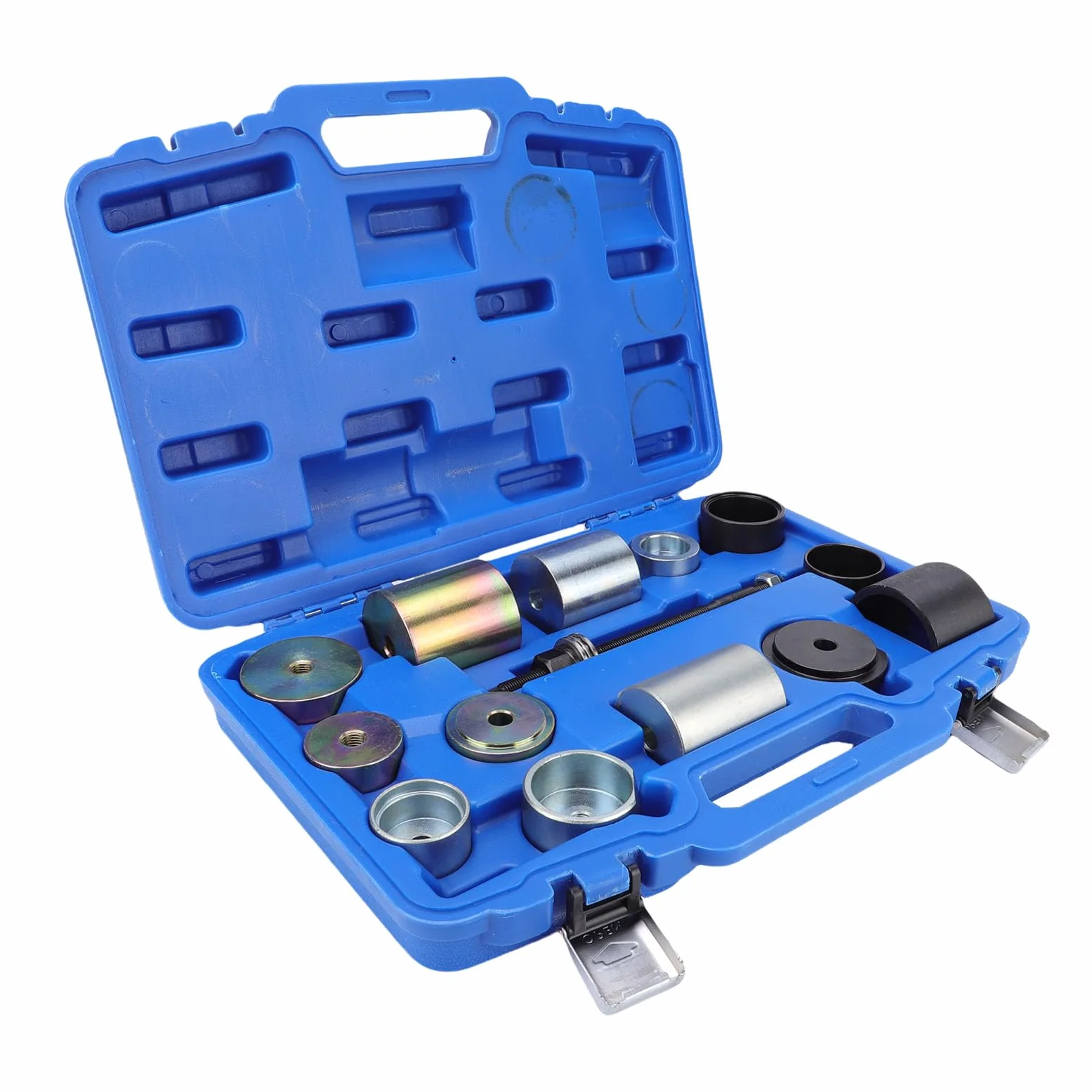 VGEBY Kit de Herramientas para Diferencial y Casquillo de Eje, Juego de Extractor de Cojinetes Silencioso de Acero Al Carbono, 14 Piezas con Varilla Roscada y Manguitos Adaptadores para Extracción