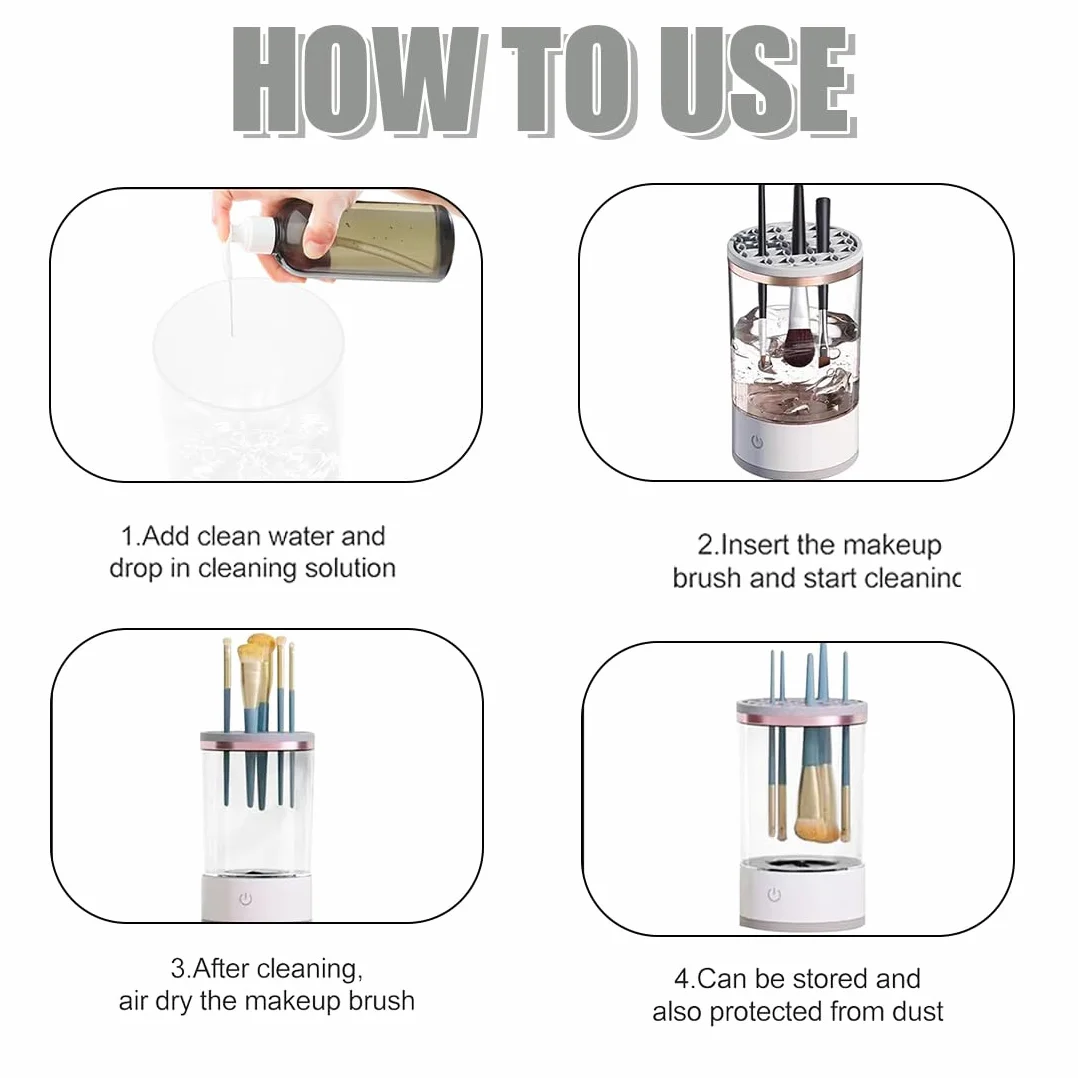 Limpiador de Brochas de Maquillaje Eléctrico 3 en 1 – Limpia y Seca en 30s USB Automático