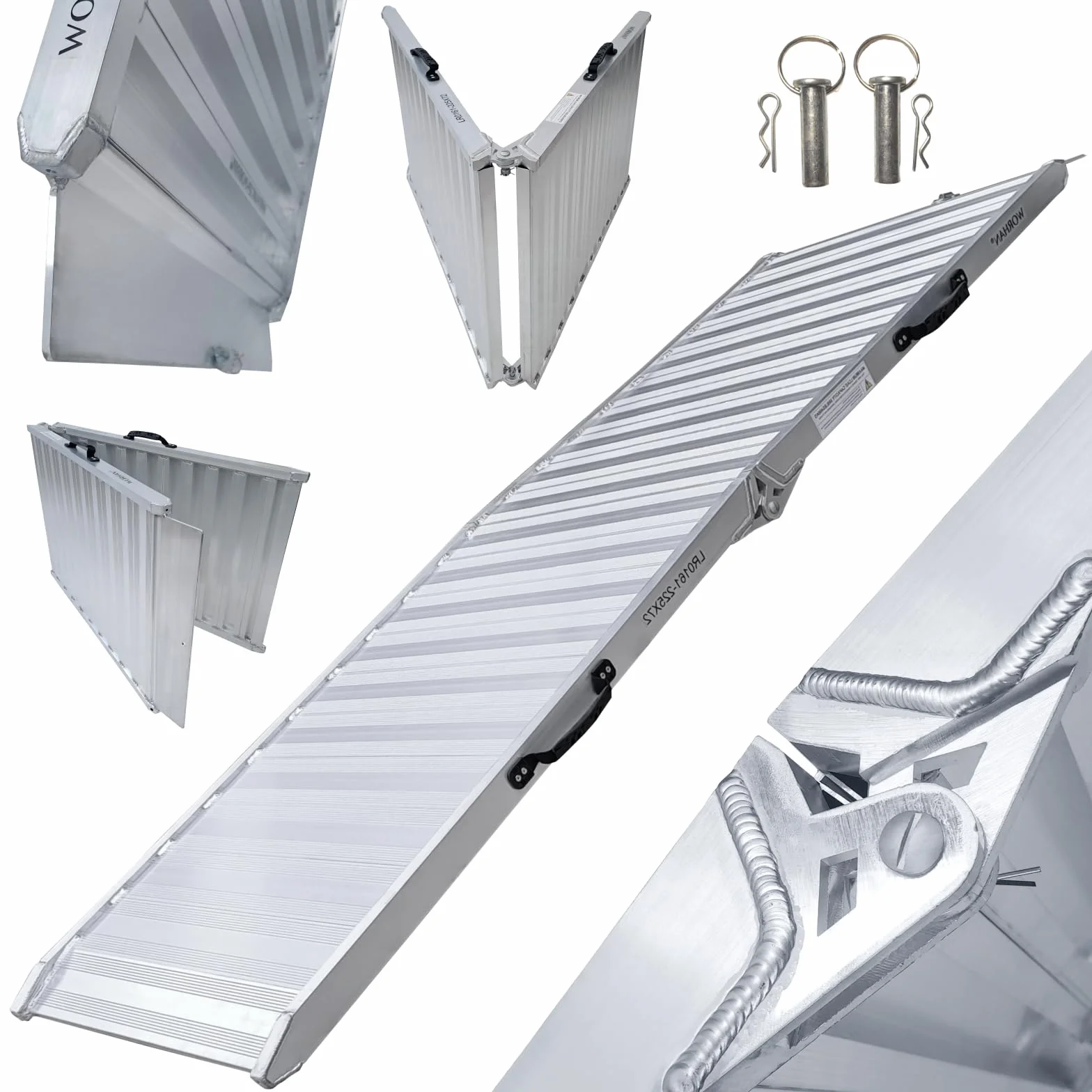 Rampa de Carga 400kg Moto Rigida Robusta Plegable Plataforma 225cm Silla de Ruedas Aluminio Superficie Ultra Antideslizante Transporte Eventos Estuche de Vuelo HR225