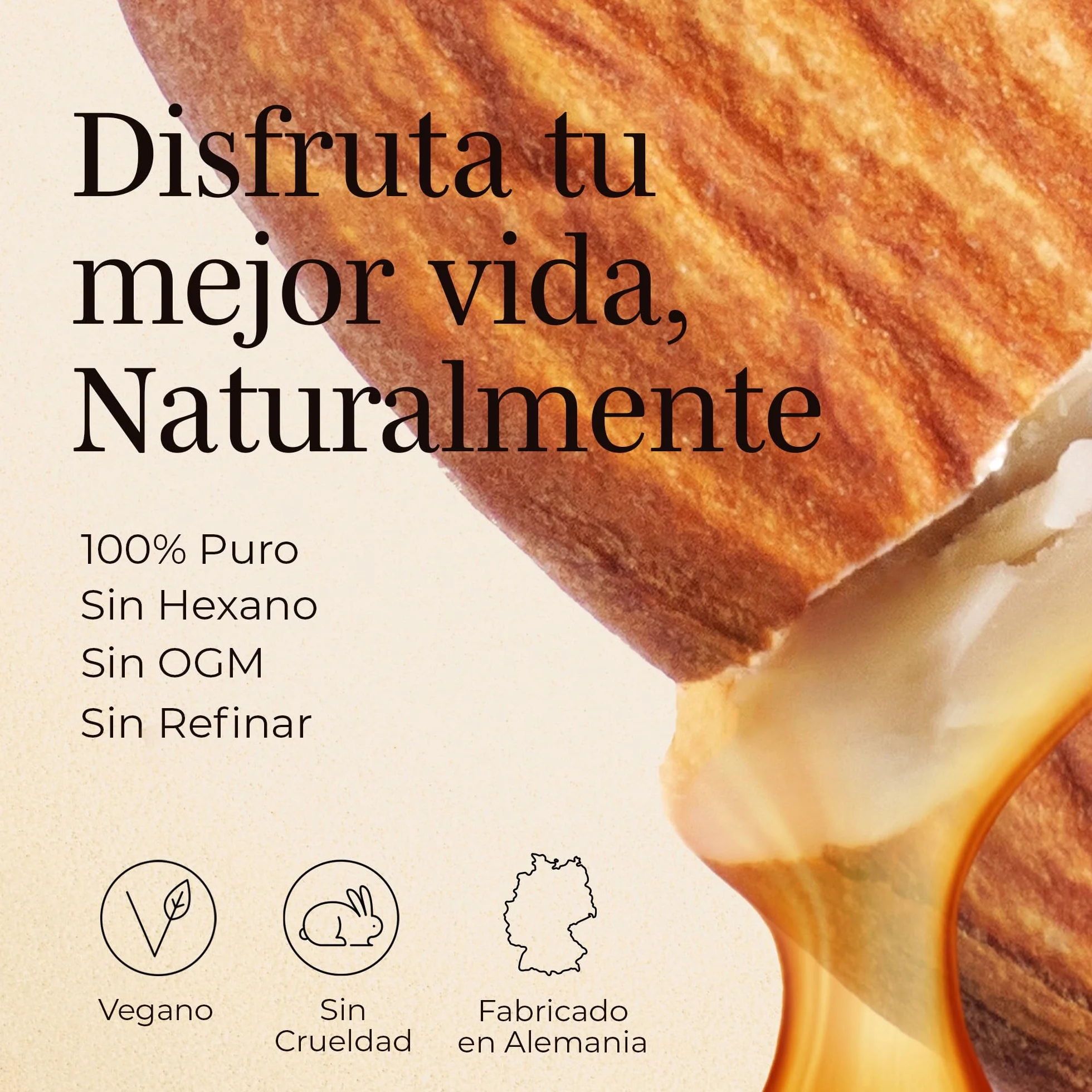 GoNaturals Aceite de Almendras Dulces 250ml 100% Puro Natural Prensado en Frío Corporal Hidratante