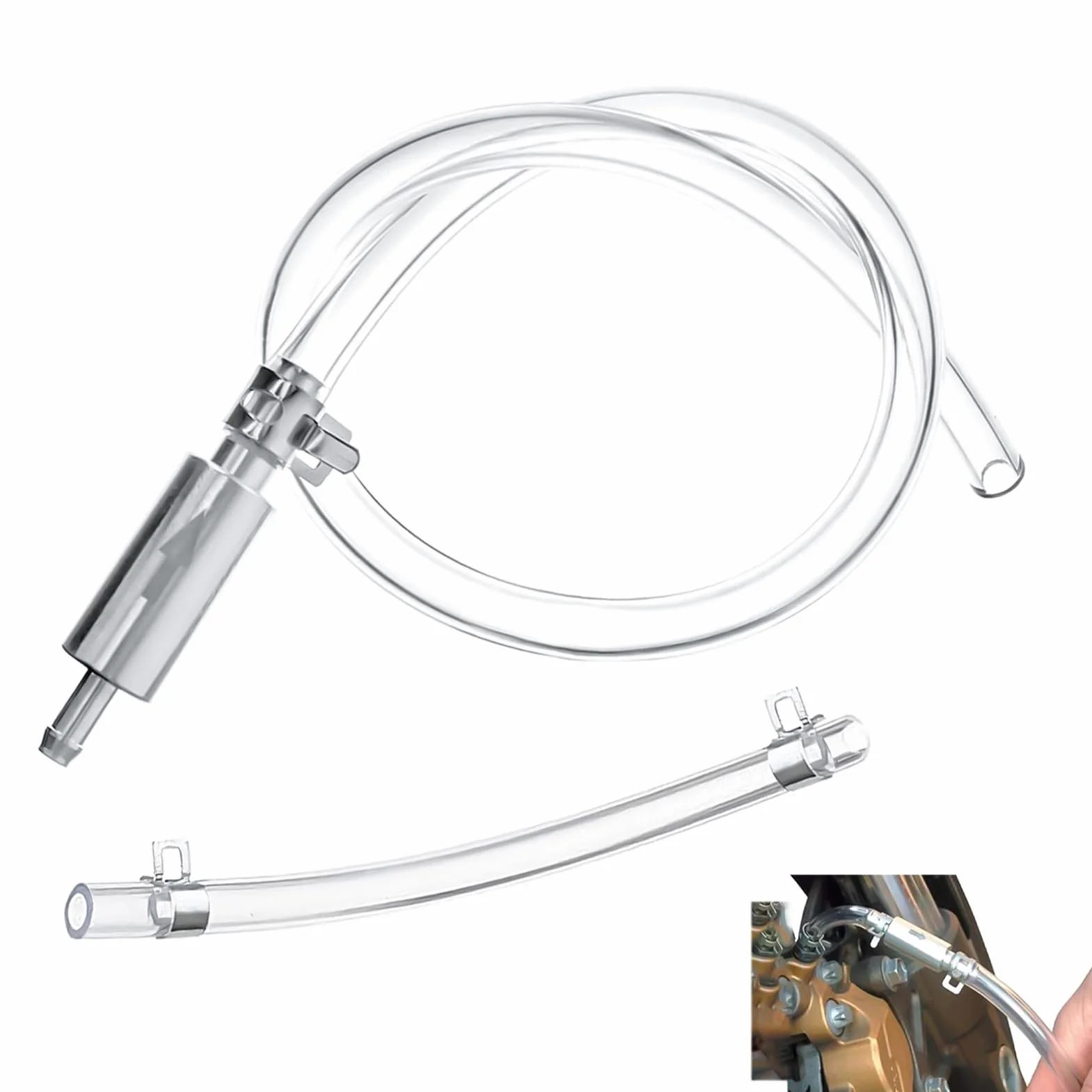 Kit de Herramientas de Purgador Frenos Coche Hidráulicos con Manguera de Goma y Valvula Unidireccional Antirretorno Frenos, Conector para Sistema Freno Embrague, Compatible con Motocicletas, Coches