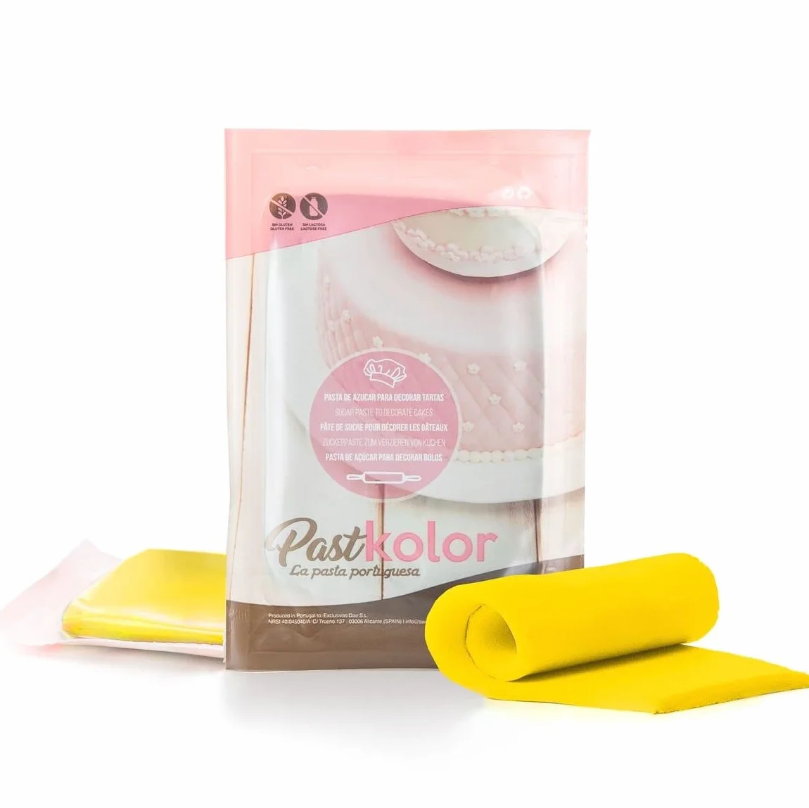 Past Kolor Fondant Pasta de Azúcar 250 G Amarillo para Cubrir Tartas