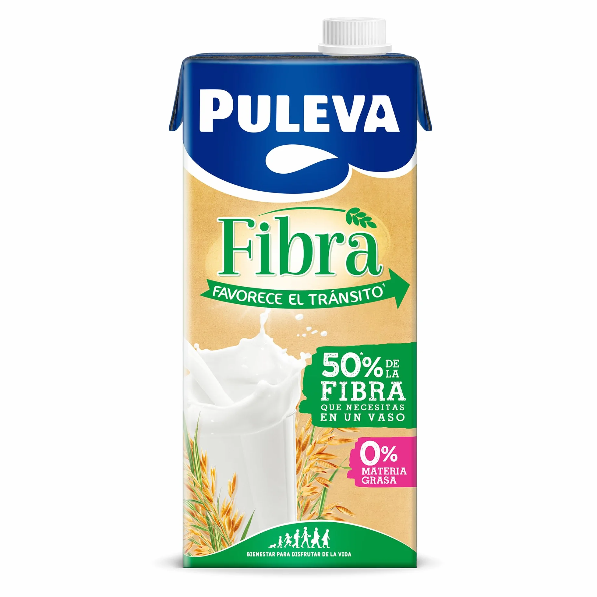 Puleva Leche con Fibra de Achicoria y Avena, Bebida Láctea, Pack 6 x 1 Litro