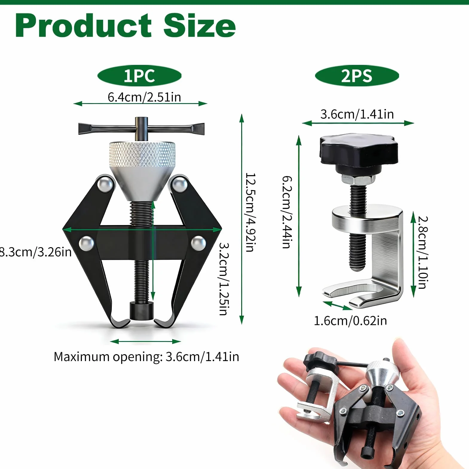 3 Piezas Extractor Profesional de Brazo Limpiaparabrisas, Herramienta de Extracción y Desmontaje, Acero al Carbono Tratado, Compatible con Coches, Furgonetas y Camiones Ligeros,Apertura Máxima 36 mm