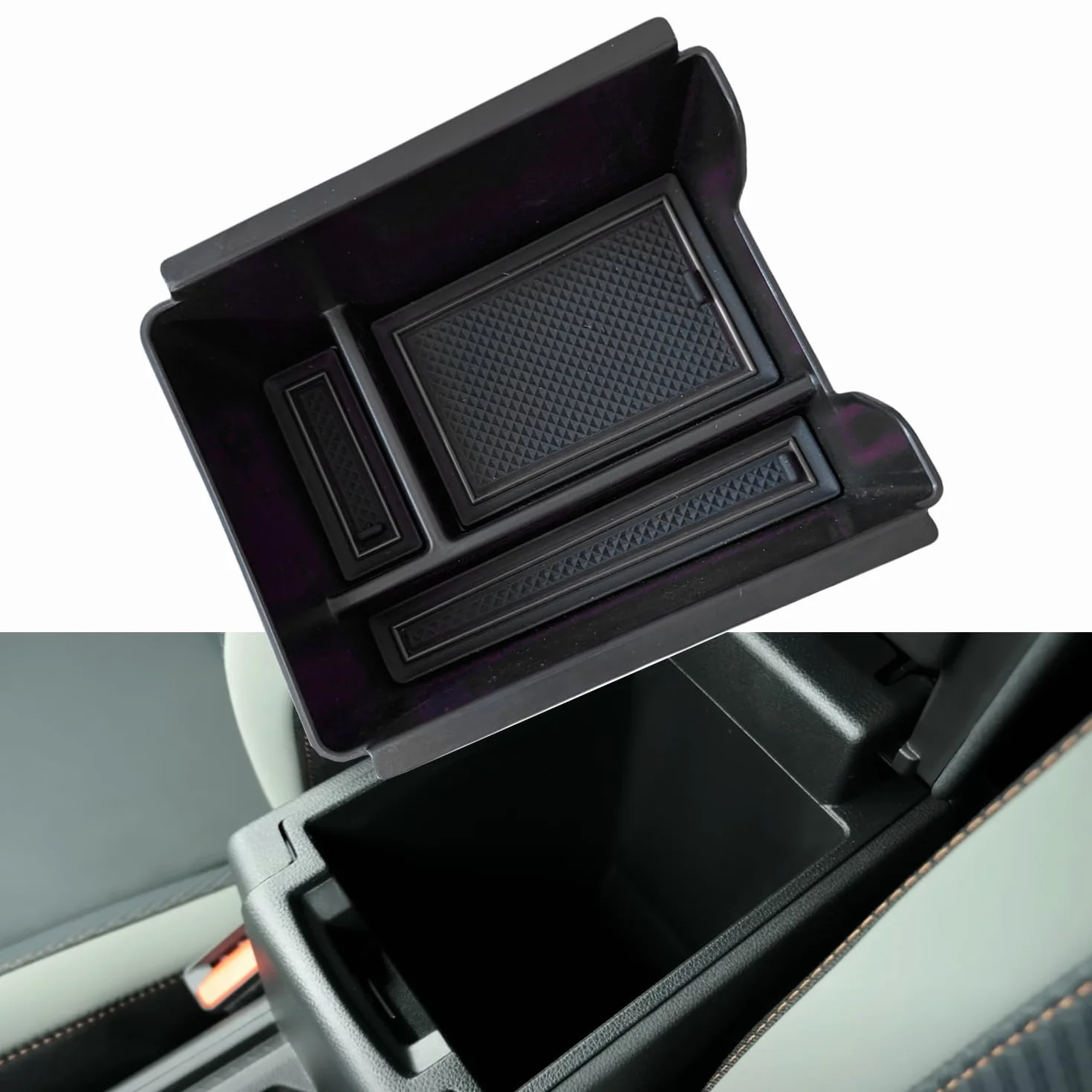】Duster 3 compartimento de almacenamiento para consola central para Dacia Duster 3 2024-2025 2026 accesorios reposabrazos caja de almacenamiento organizador (sin freno de mano, negro)