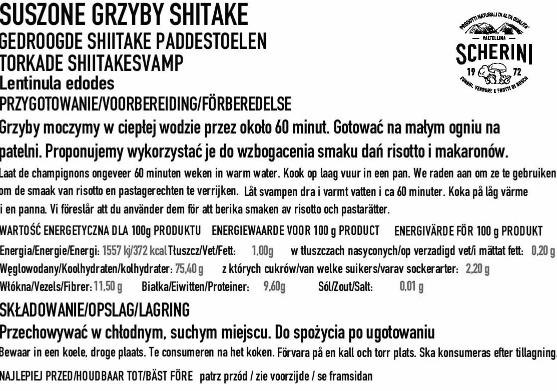Scherini Valtellina Shiitake deshidratado 200g