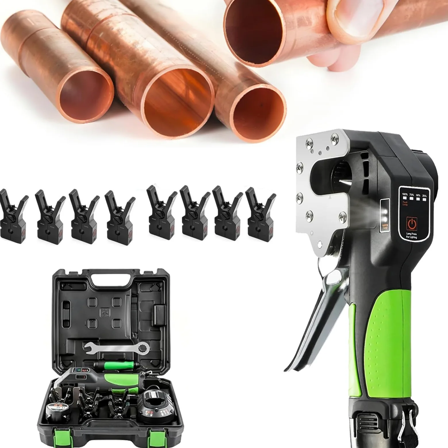 Juego de Herramientas de abocardado eléctrico Profesional con 8 Accesorios, Herramienta de abocardado de Tubos de Cobre, for Tubos de Freno y Aire Acondicionado