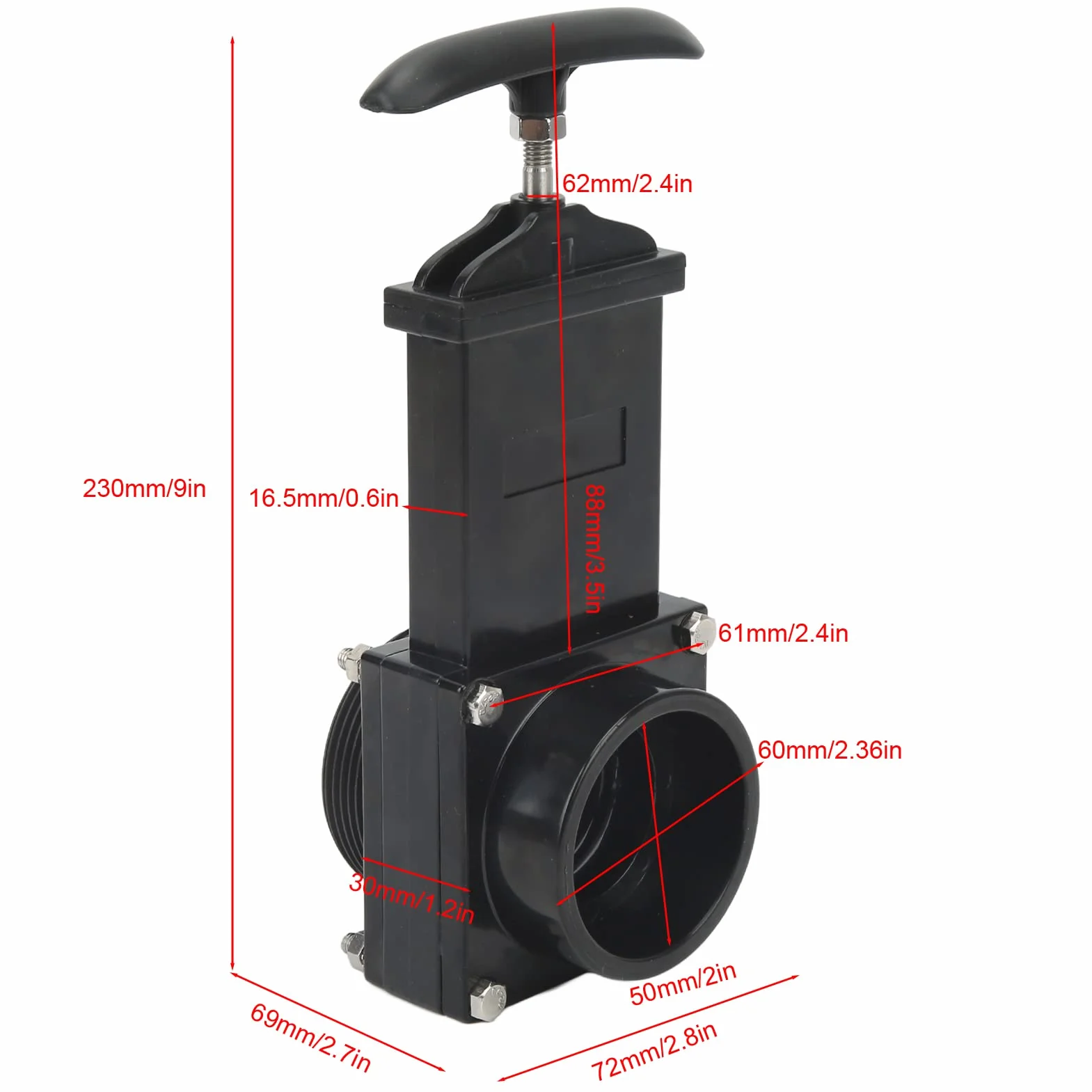 Válvula de Drenaje de RV Válvula de Drenaje de Residuos Válvula de ABS Resistencia Al Desgaste para Tanque de Agua de Caravana 50 Mm ID Válvula de Alcantarillado de Residuos RV