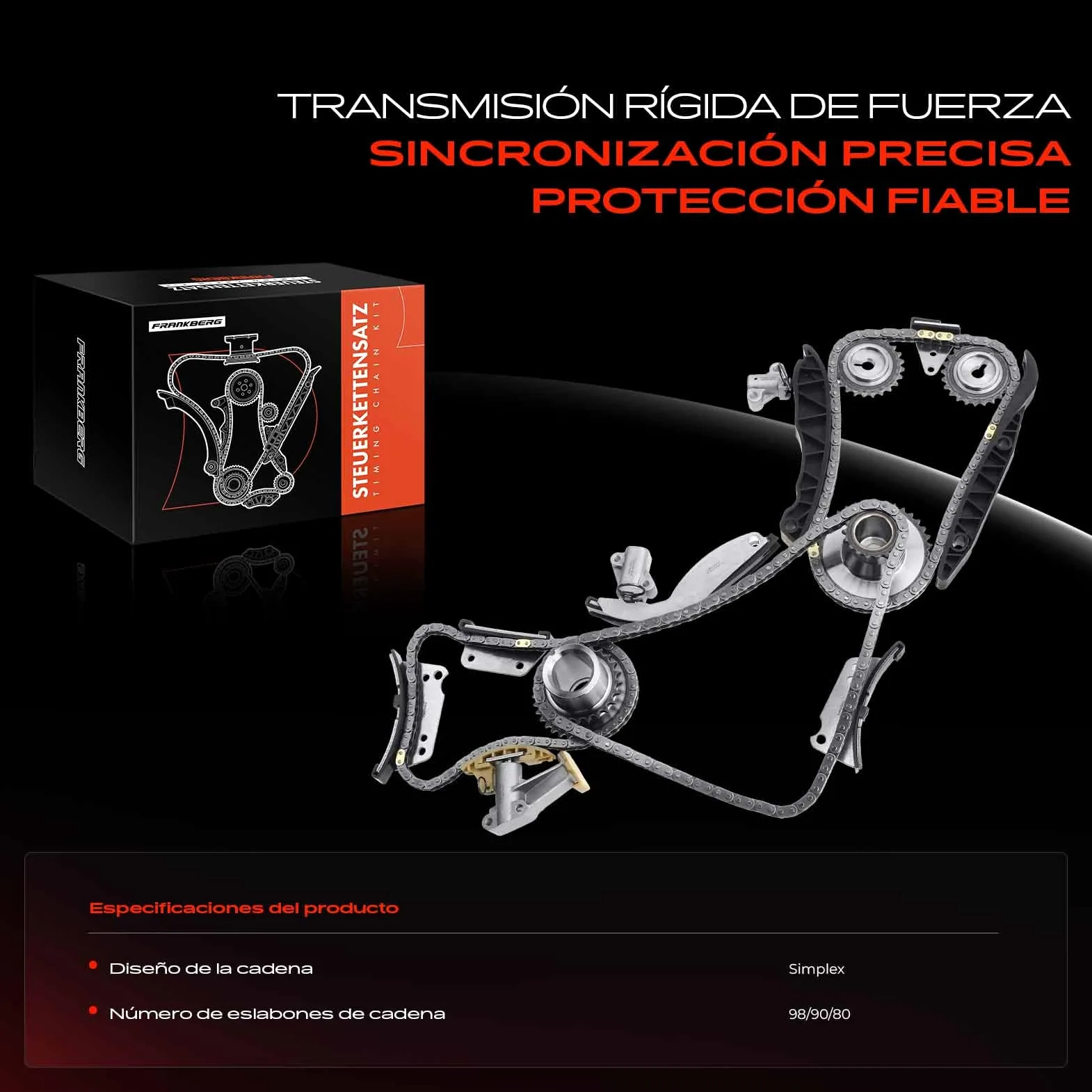 Frankberg Kit de cadena de distribución 23351-4A020 | Compatible con: Caja H-1 A1, Autobús H350, Sorento I JC, H-1 Travel TQ, Plataforma plana/chasis Porter