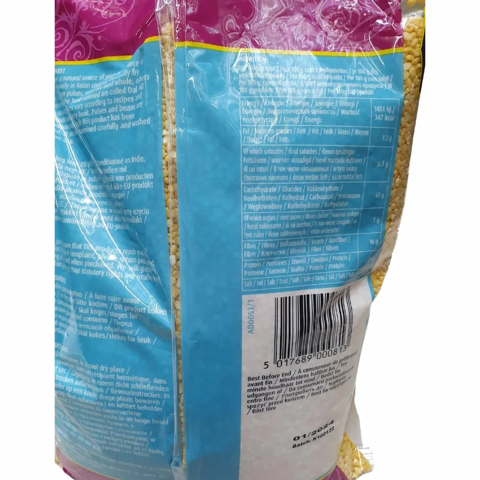 TRS Mung Dal 2 kg - Lentejas Amarillas Partidas y Peladas, Legumbres del Sur de Asia