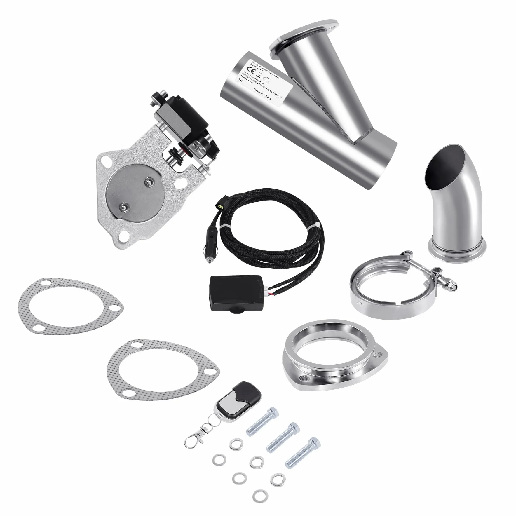Kit de silenciador de escape eléctrico de 3" 76mm, sistema de interruptor de válvula de acero inoxidable con control remoto