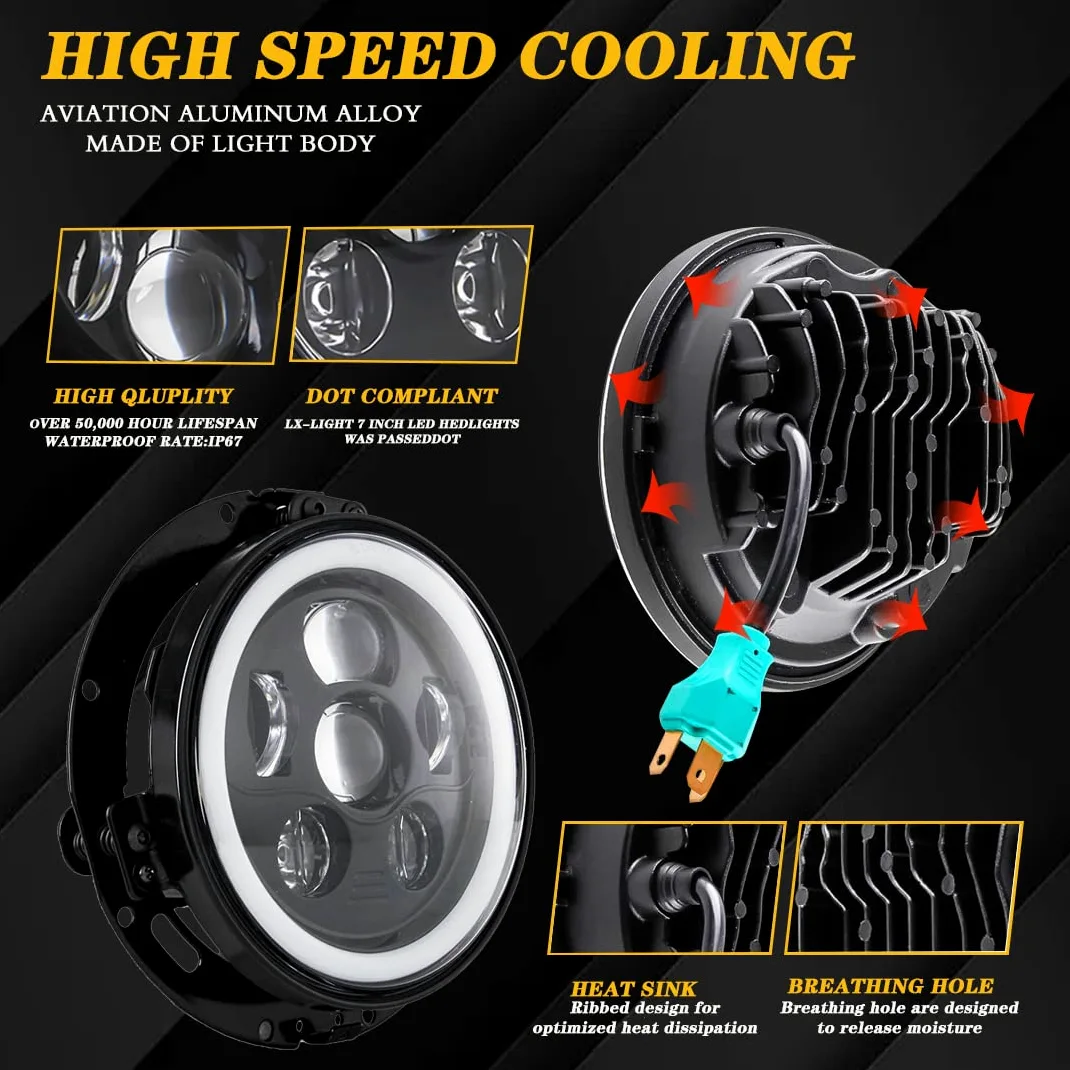 Faros delanteros led de 17,8 cm negros Harley Daymaker y 2 faros antiniebla de 11,50 cm aptos Compatible con motocicleta Harley Davidson Road King (1 juego) | Faro principal de 7 pulgadas + 2 faros antiniebla de 4,5 pulgadas. Negro. Compatible con Harley