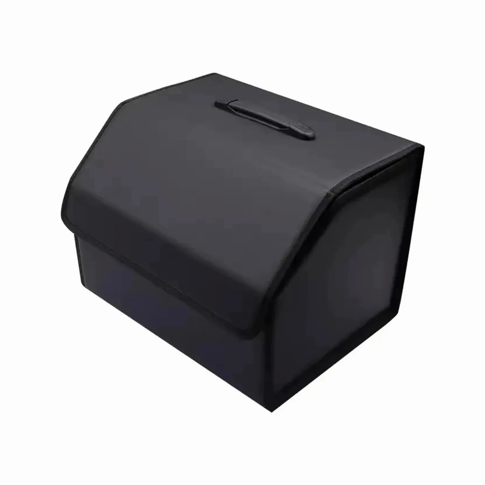 Organizador de Maletero de Coche de Cuero Premium con Asas - Caja de Almacenamiento Plegable Grande for SUV y sedanes - Organizador Multiusos for Accesorios y Herramientas de Coche (Negro)(40CM)